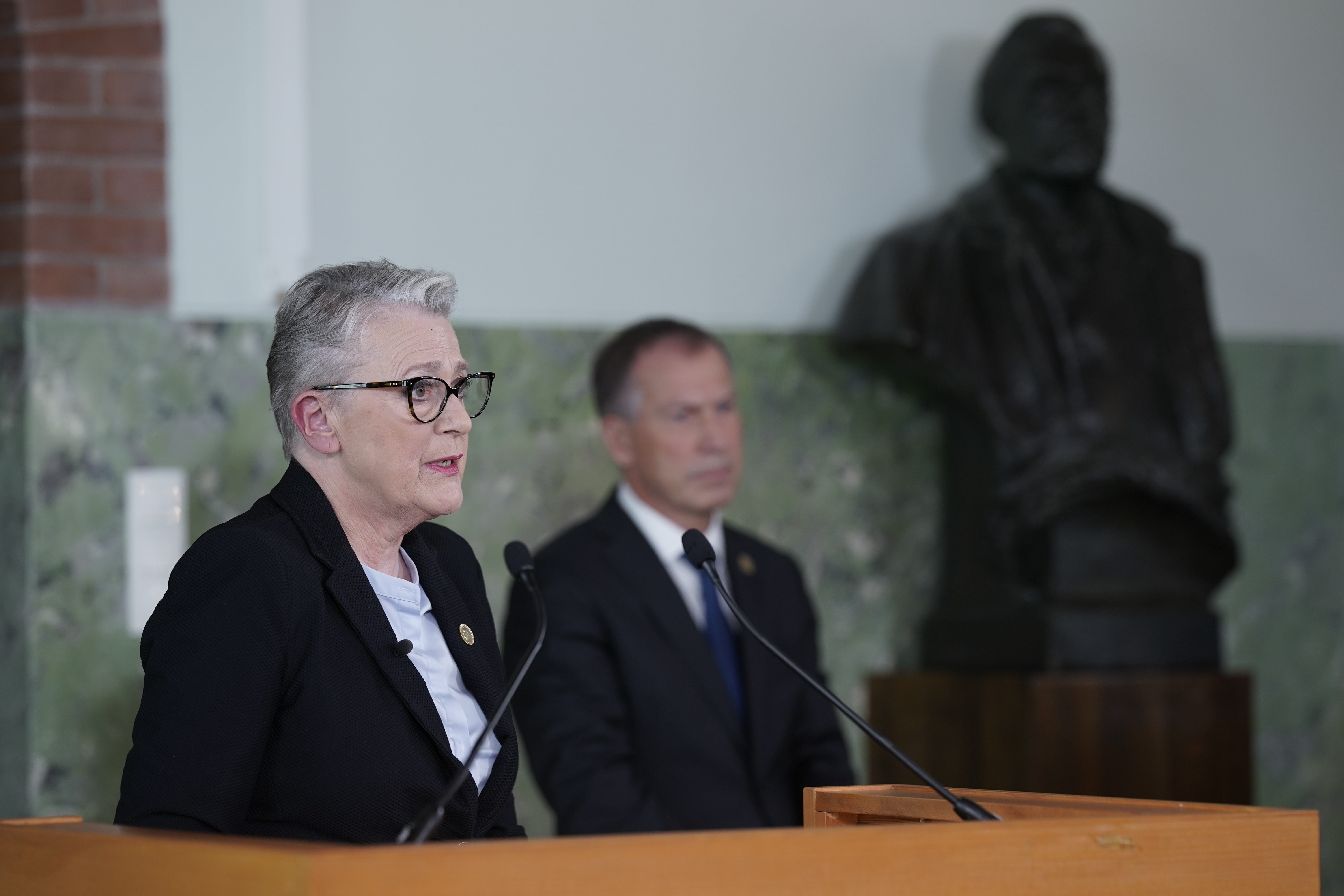 The chairman of the Norwegian Nobel Peace Prize Committee, Berit Reiss-Andersen announces the laureate of the 2020 Nobel Peace Prize ‘World Food Programme’ in the Nobel Institute in Oslo on October 9, 2020