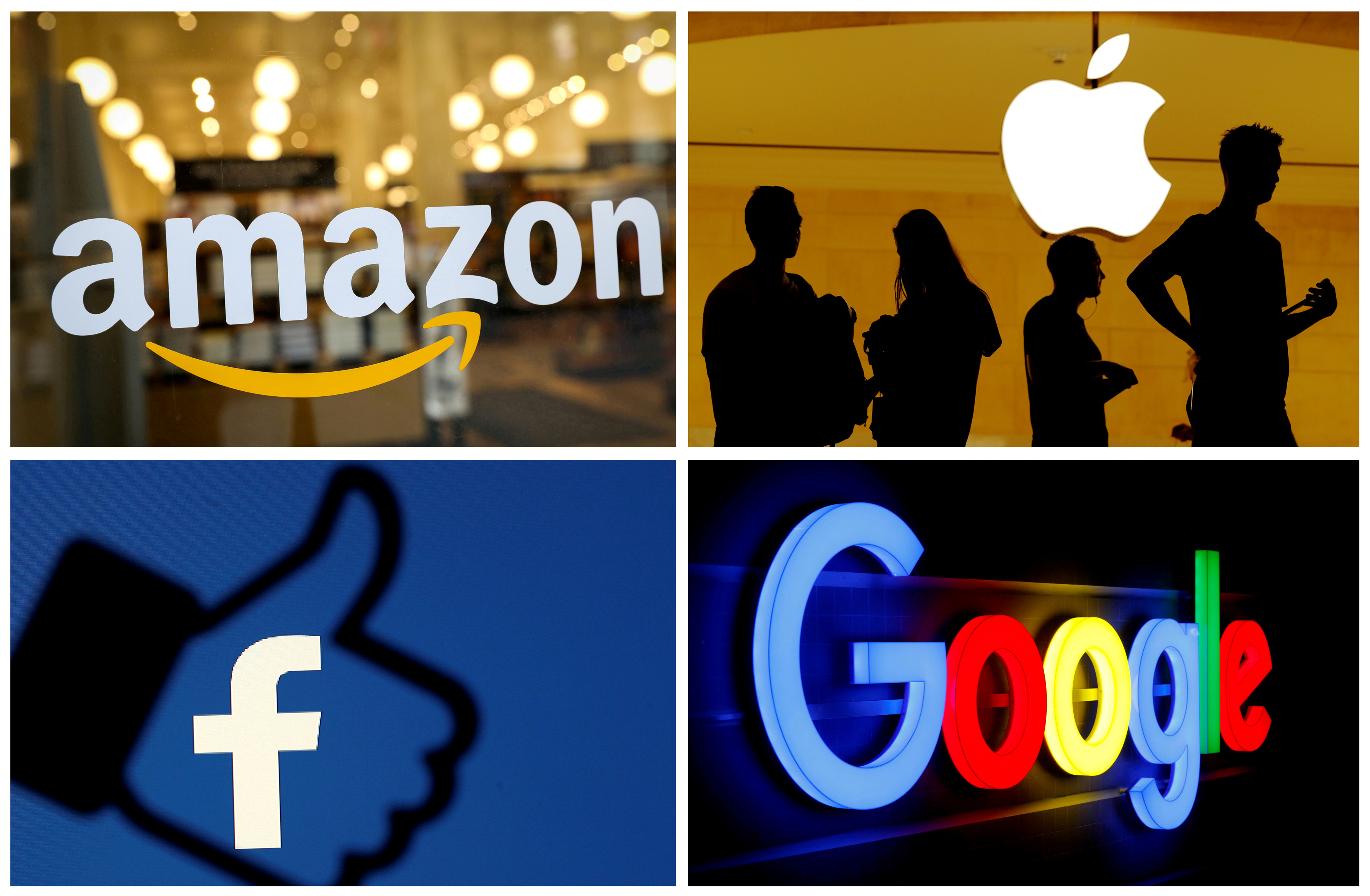Amazon, Apple, Facebook, Google and Microsoft are worth more than $5 trillion [File: Matthew Lewis/Reuters]
