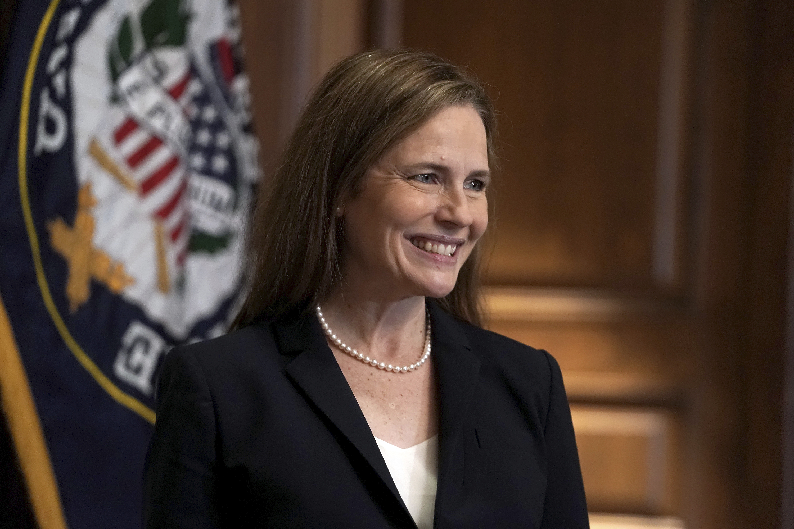 Judge Amy Coney Barrett is about to become Justice Amy Coney Barrett in a swearing-in ceremony at the White House [Greg Nash/Pool via AP)