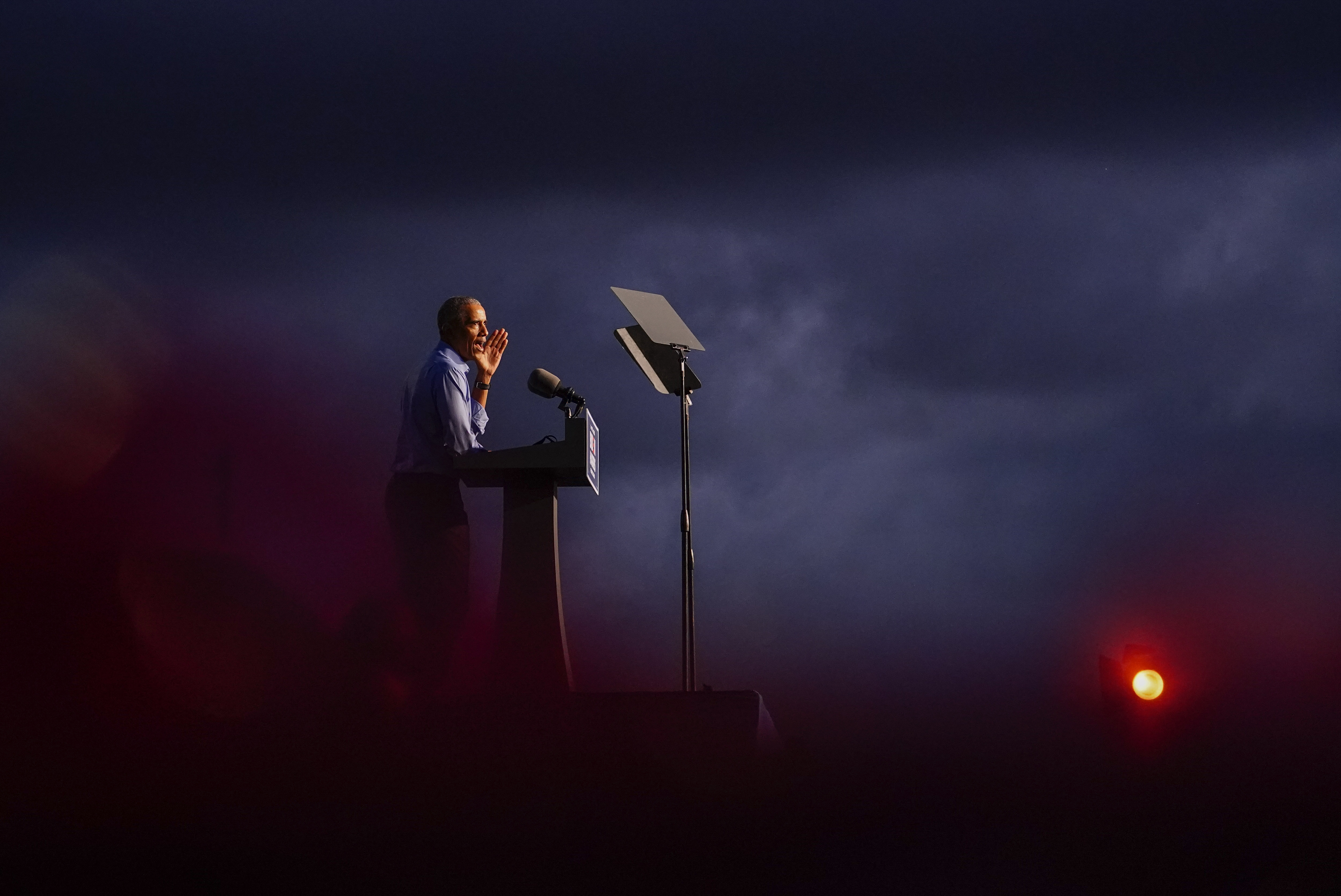 Former President Barack Obama campaigns for Democratic presidential candidate former Vice President Joe Biden in Philadelphia.