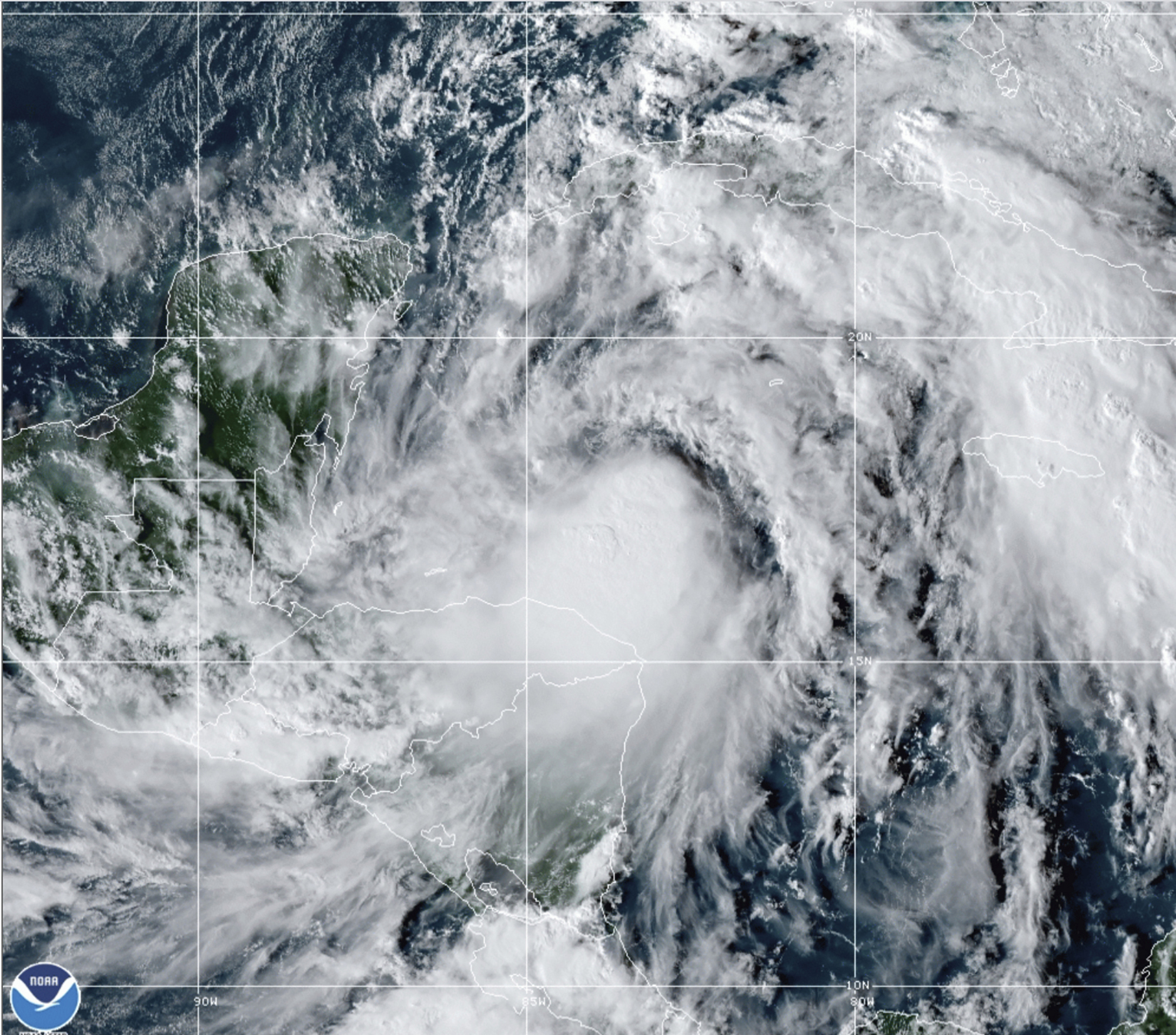 Satellite image showing Tropical Storm Zeta