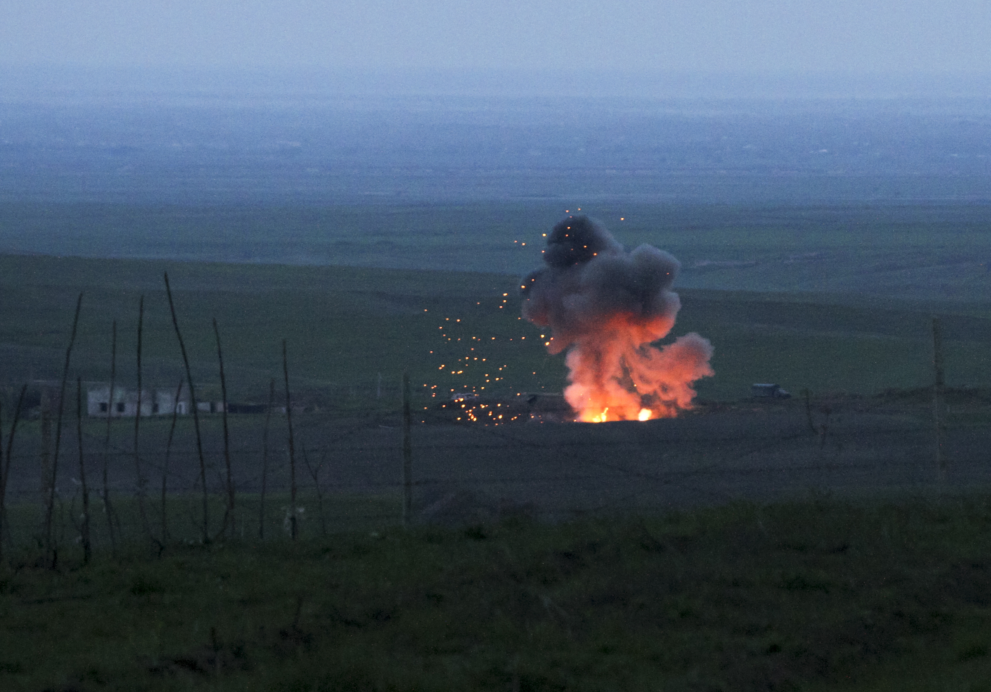 The explosion of a downed Azerbaijani drone in the contested Nagorno-Karabakh region in April 2016