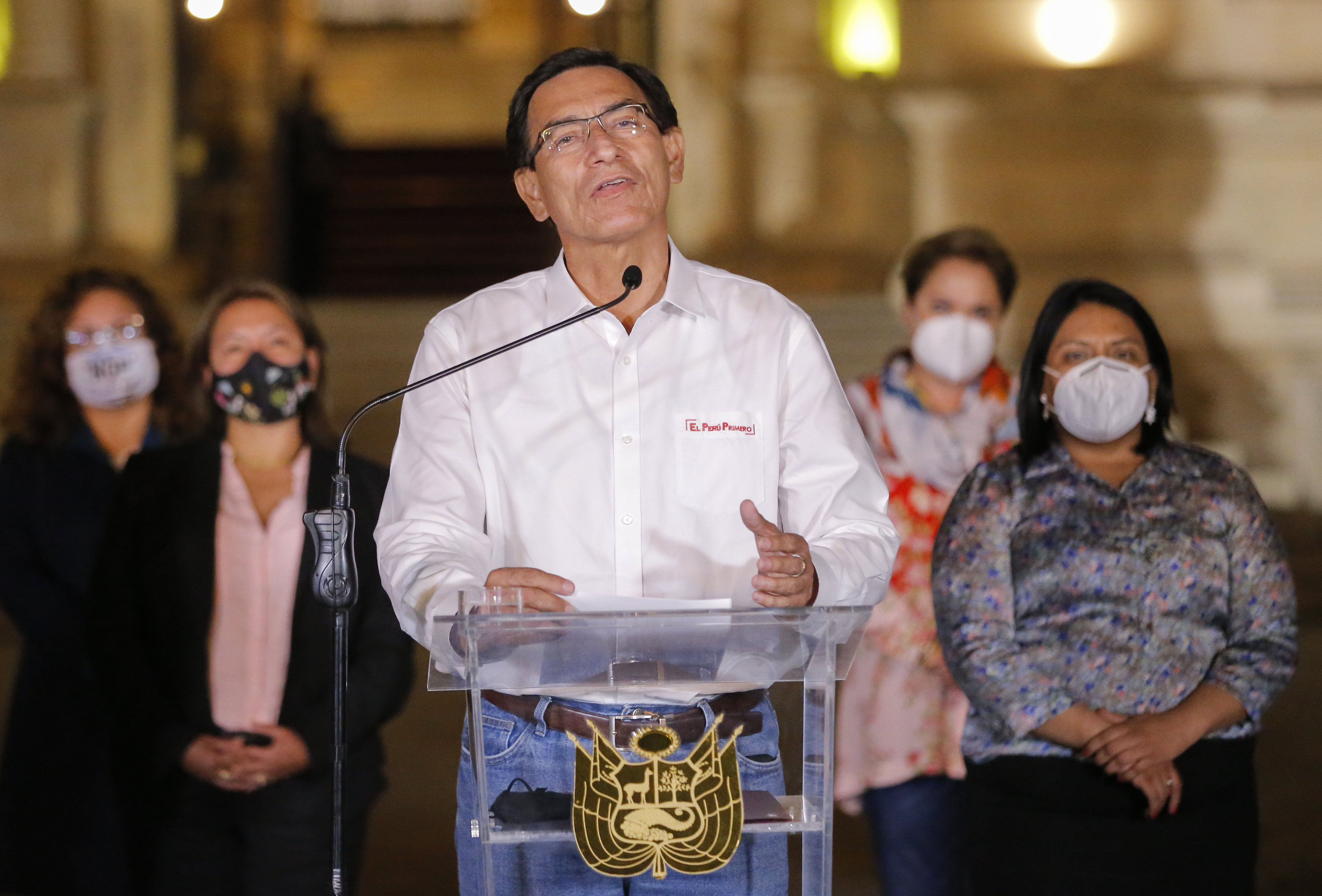 Peruvian President Martin Vizcarra gave a farewell statement to the press before leaving the presidential Palace in Lima and said he would not challenge the impeachment