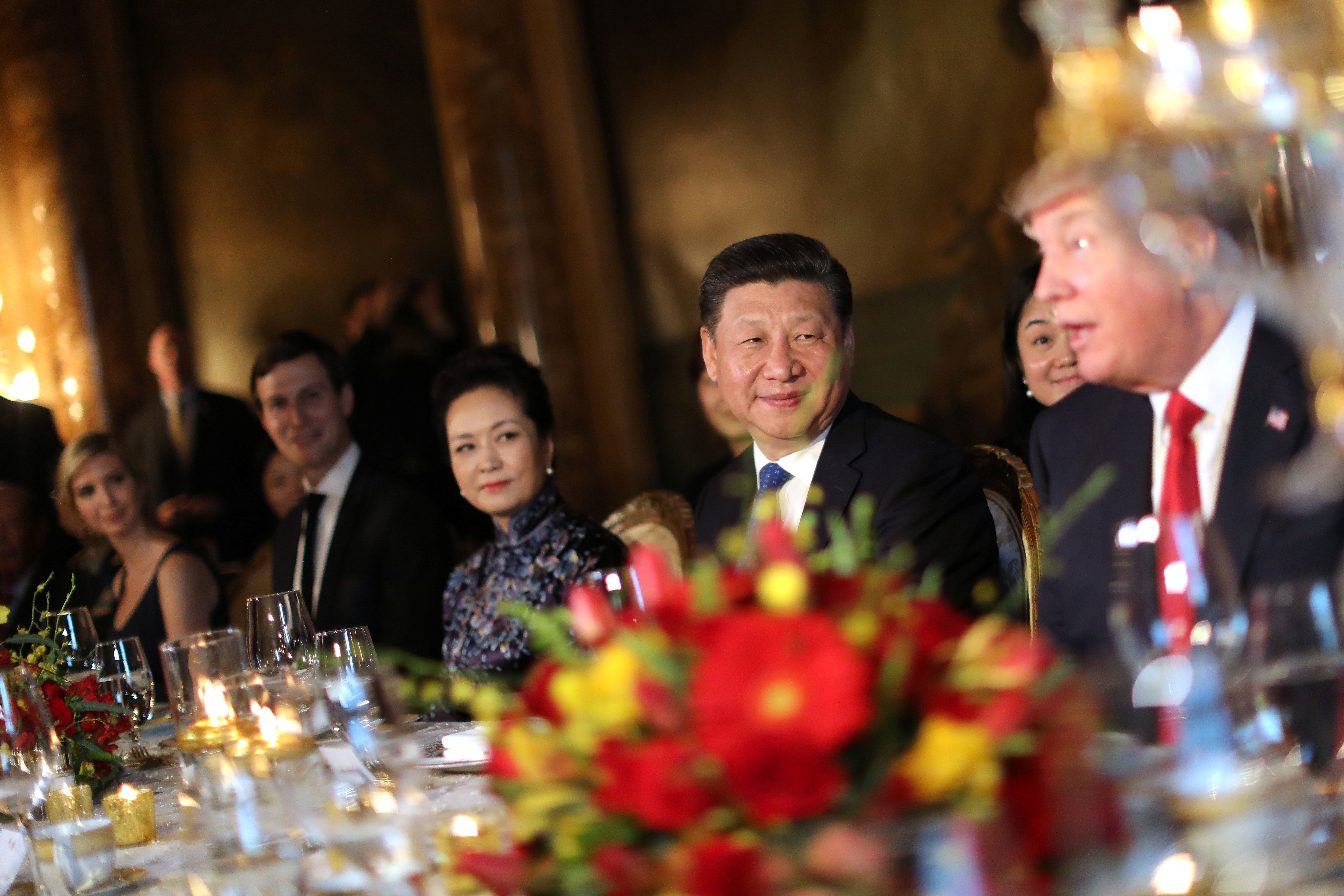 Chinese President Xi Jinping and First Lady Peng Liyuan attend a dinner hosted by President Donald Trump at Trump’s Mar-a-Lago estate in West Palm Beach, Florida, April 6, 2017