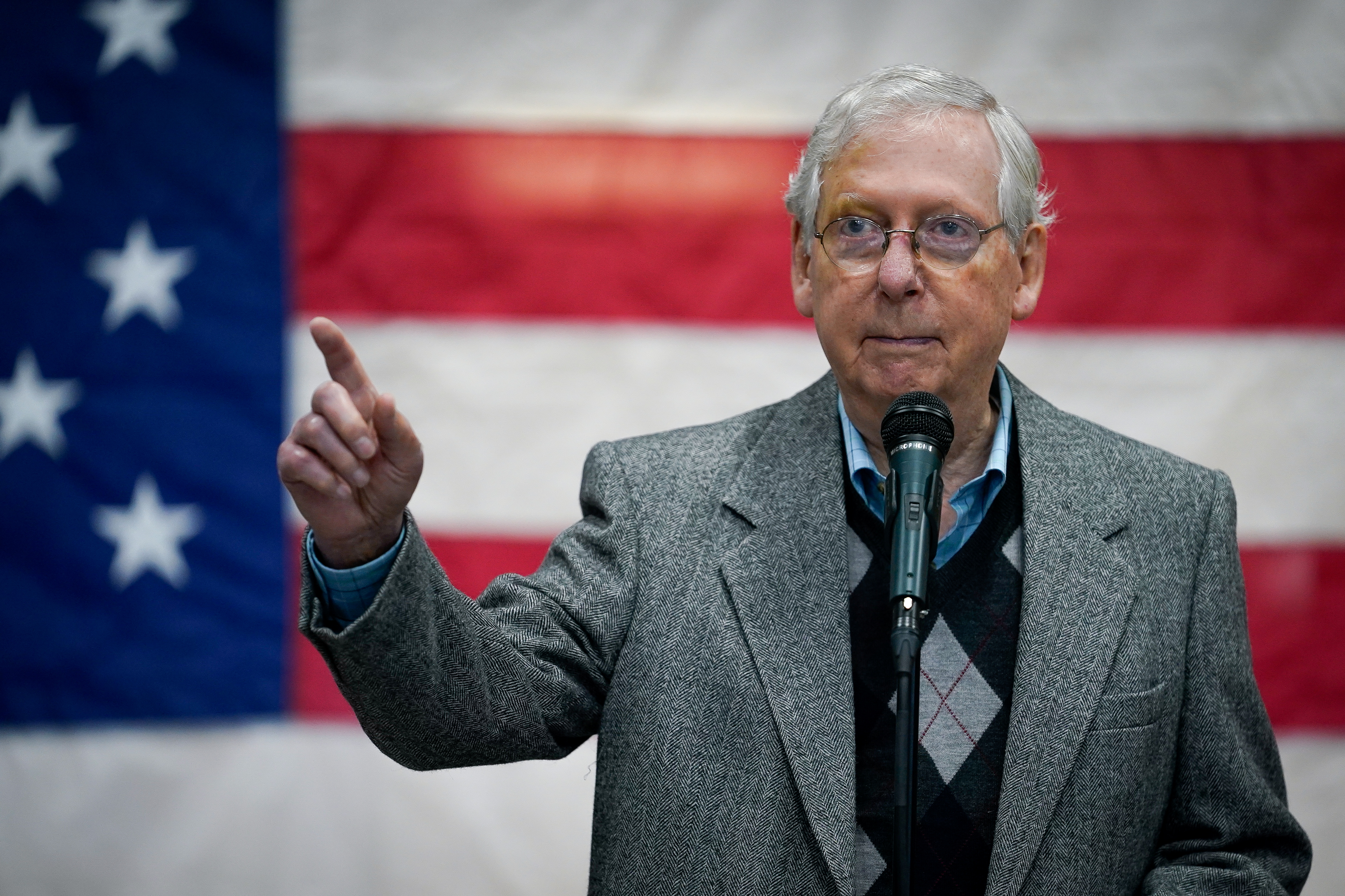 Senate Majority Leader Mitch McConnell speaks at a campaign event in Florence, Kentucky, US