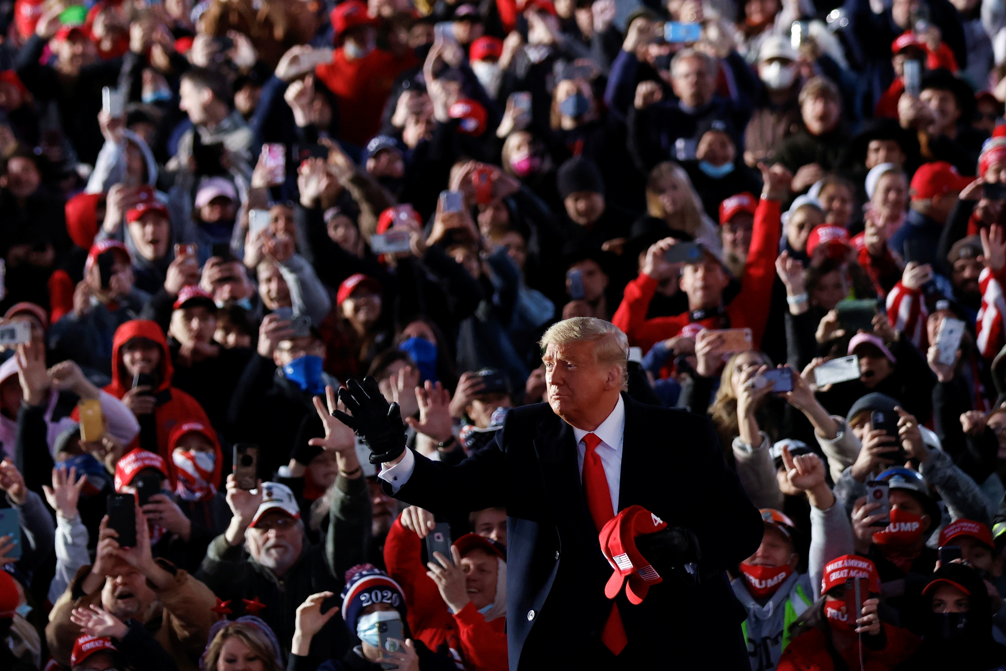US President Donald Trump at a campaign rally in Butler, Pennsylvania, October 31, 2020