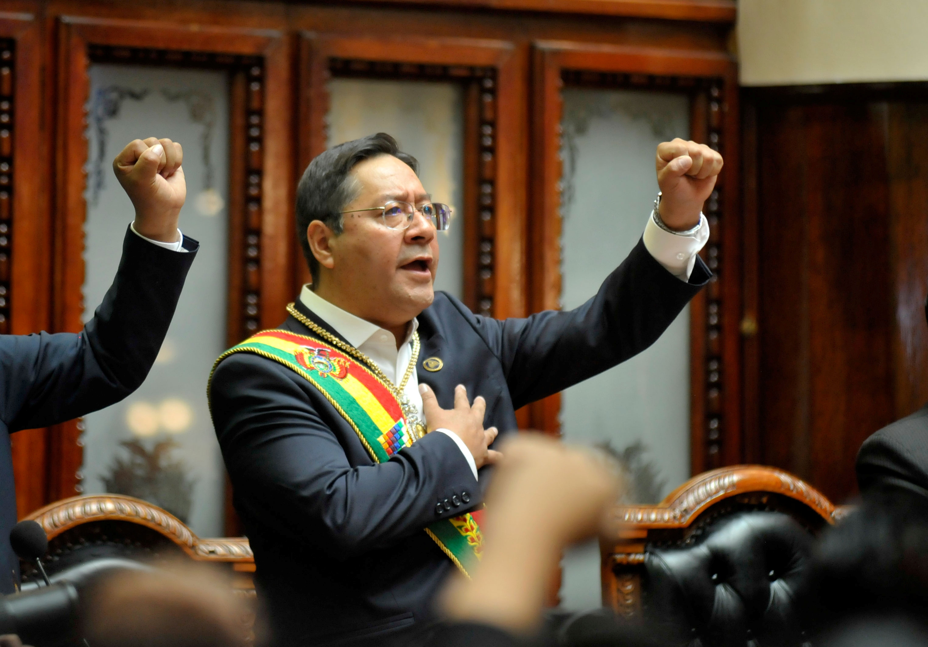 Bolivia’s President Luis Arce during the inauguration ceremony in La Paz, Bolivia [Bolivian Presidency via Reuters]