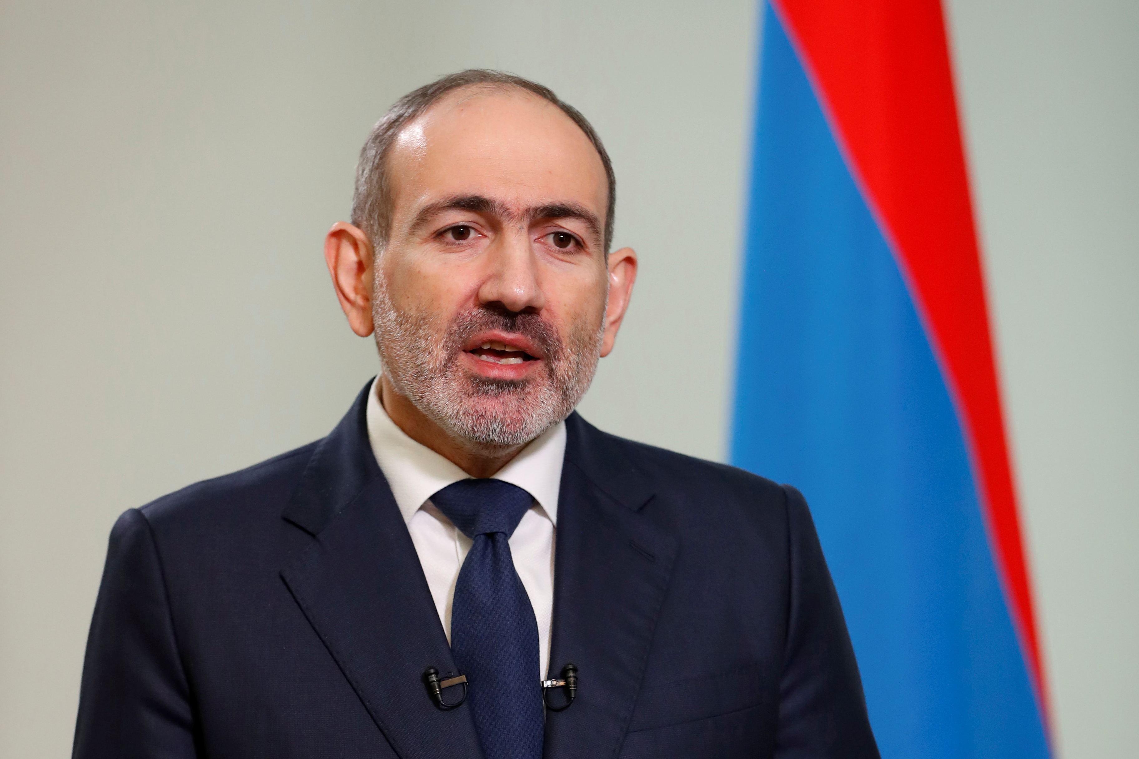 Pashinyan speaks during his address to the nation in Yerevan