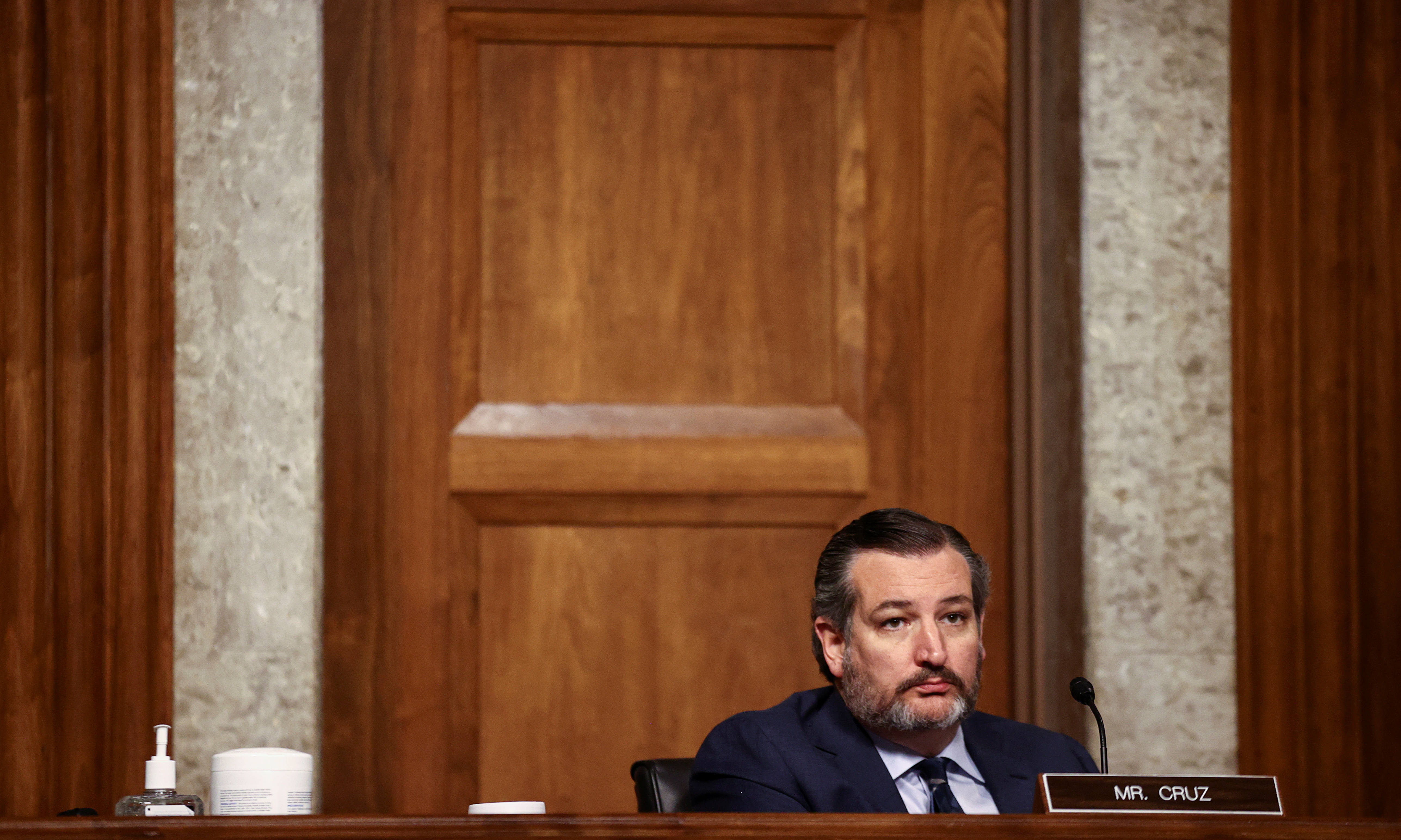 Senator Ted Cruz attends a Senate Judiciary Committee hearing on the content moderation practices of Facebook and Twitter