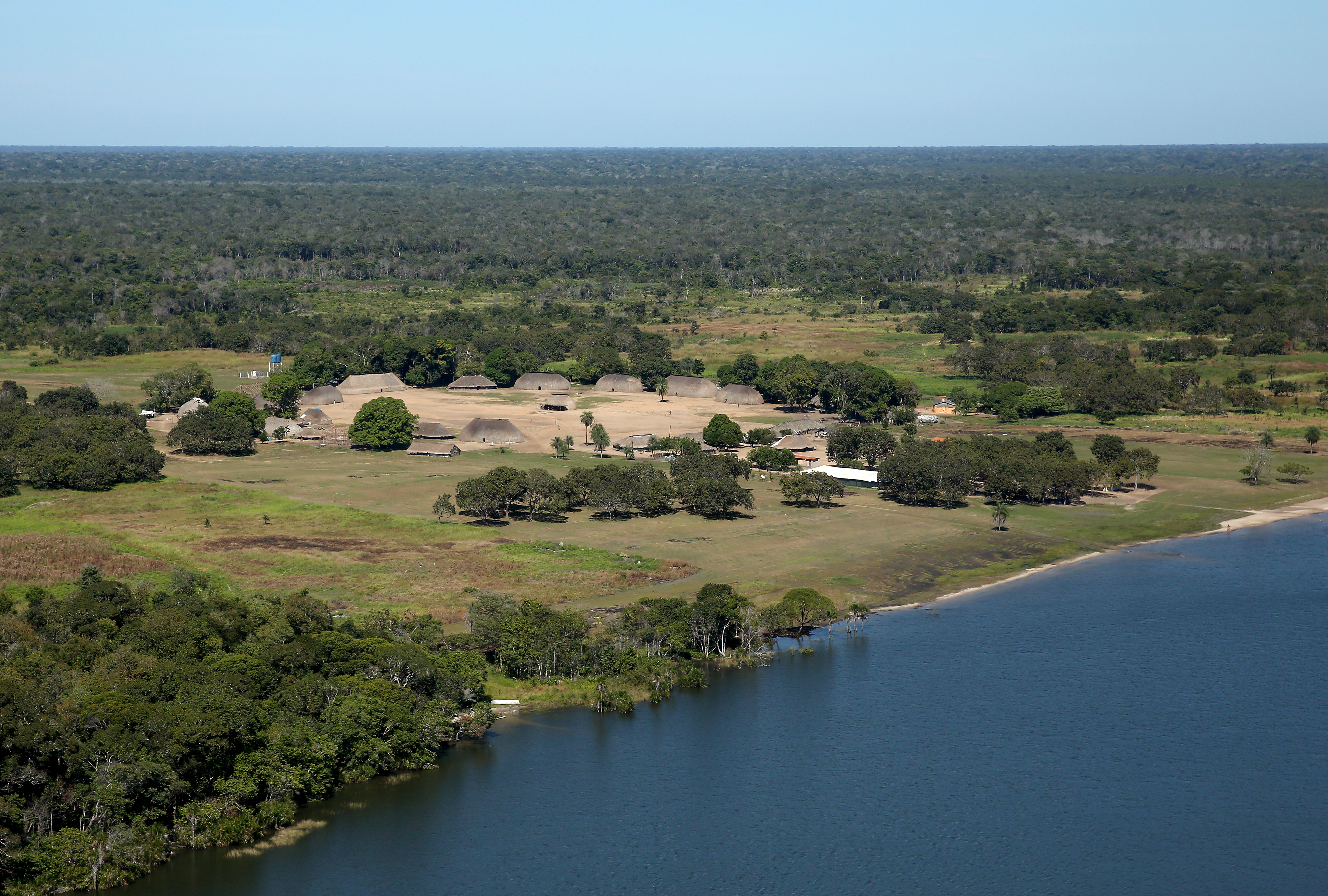 View of a village in the Brazilian Amazon, Xingu reserve