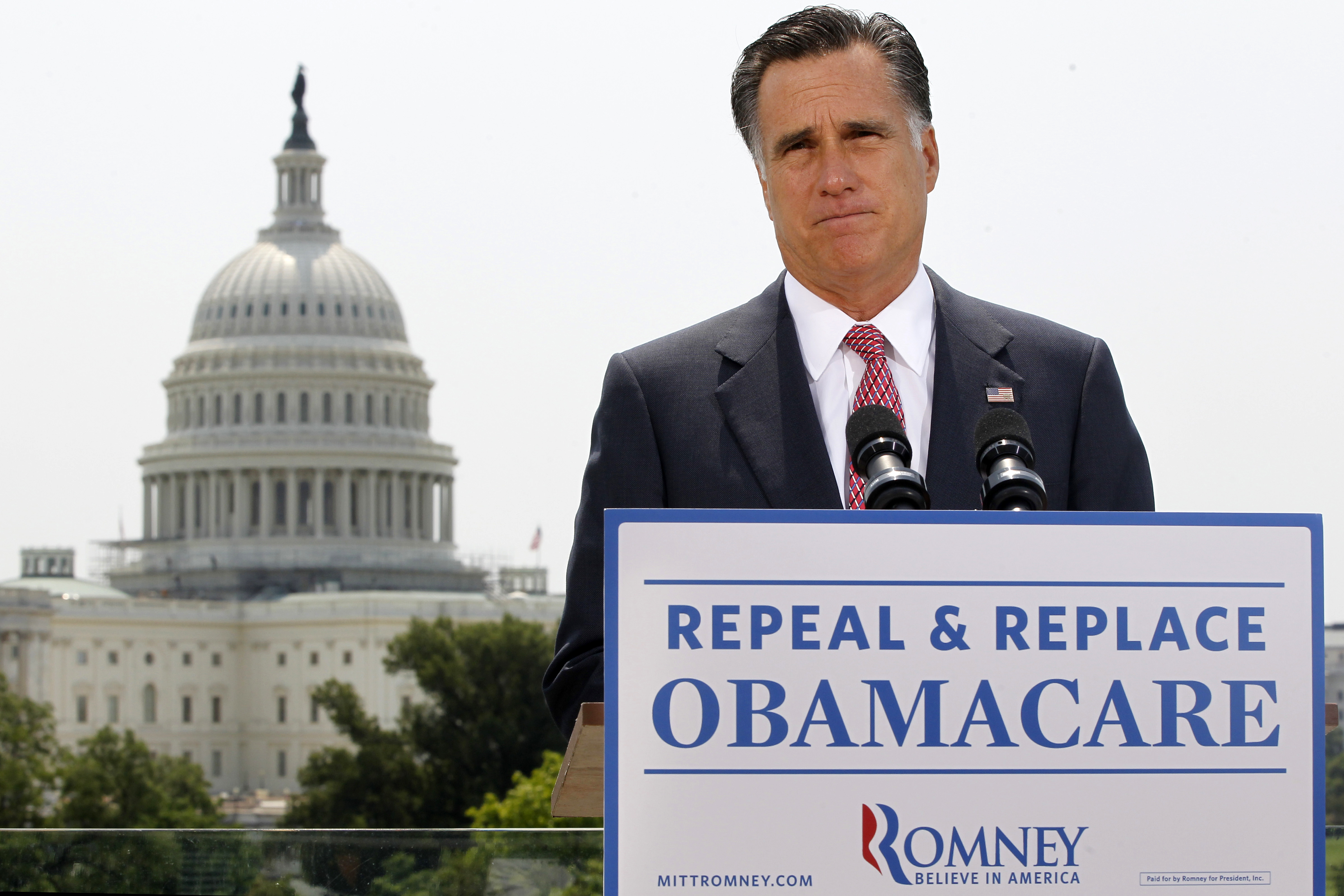 In a 2012 photo, Republican Mitt Romney spoke about the Supreme Court’s healthcare ruling in Washington