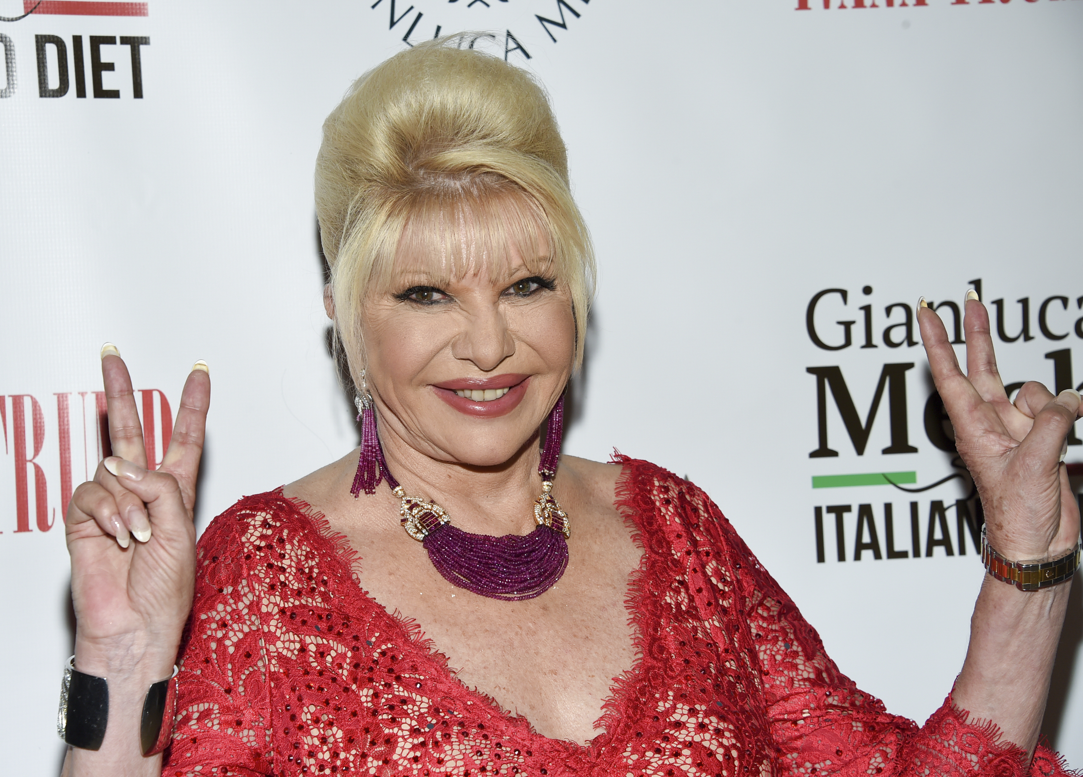 Ivana Trump announces the new “Italiano Diet” to stay healthy and fight obesity at the Oak Room at the Plaza Hotel on Wednesday, June 13, 2018, in New York.
