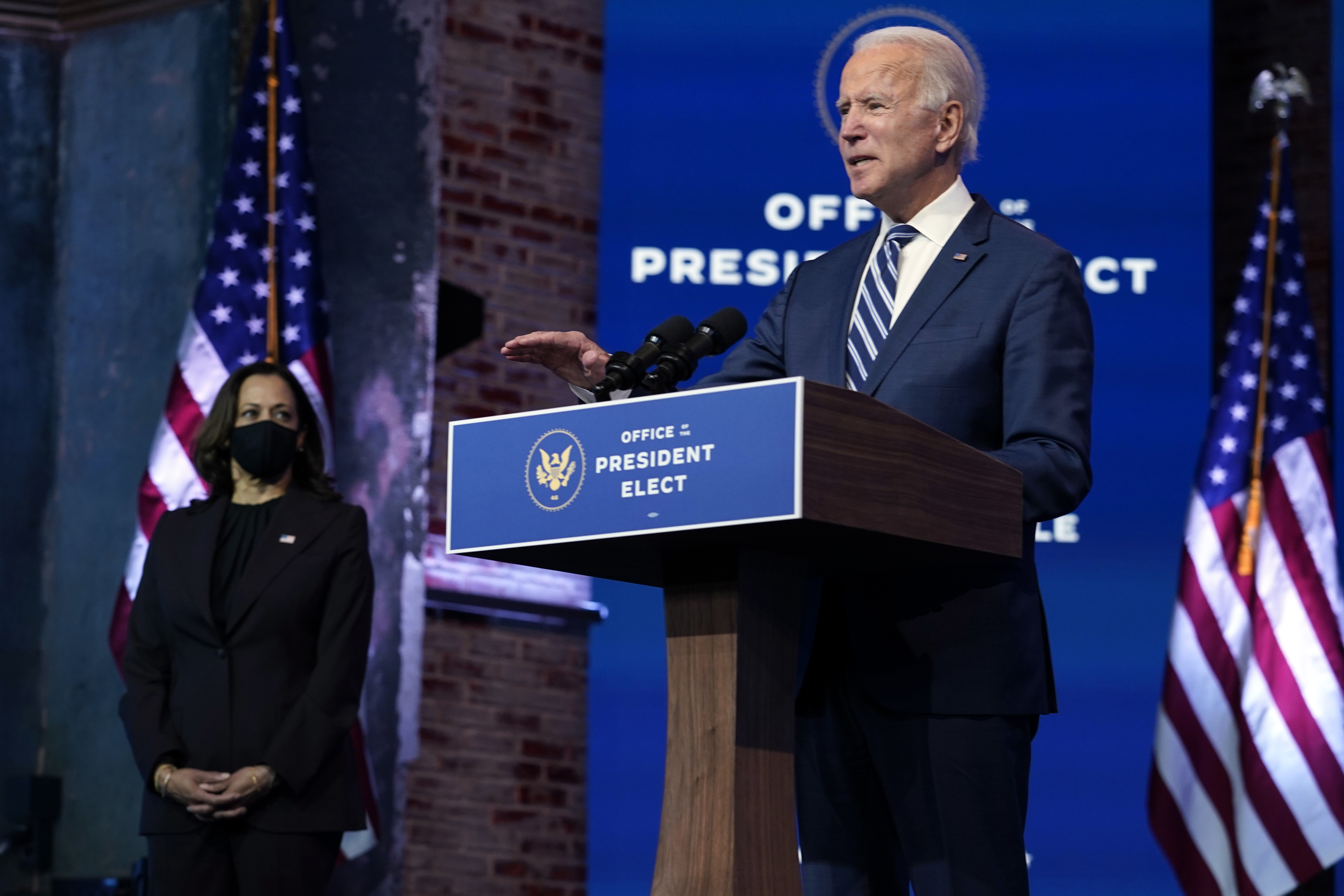 US President-elect Joe Biden speaks on Tuesday