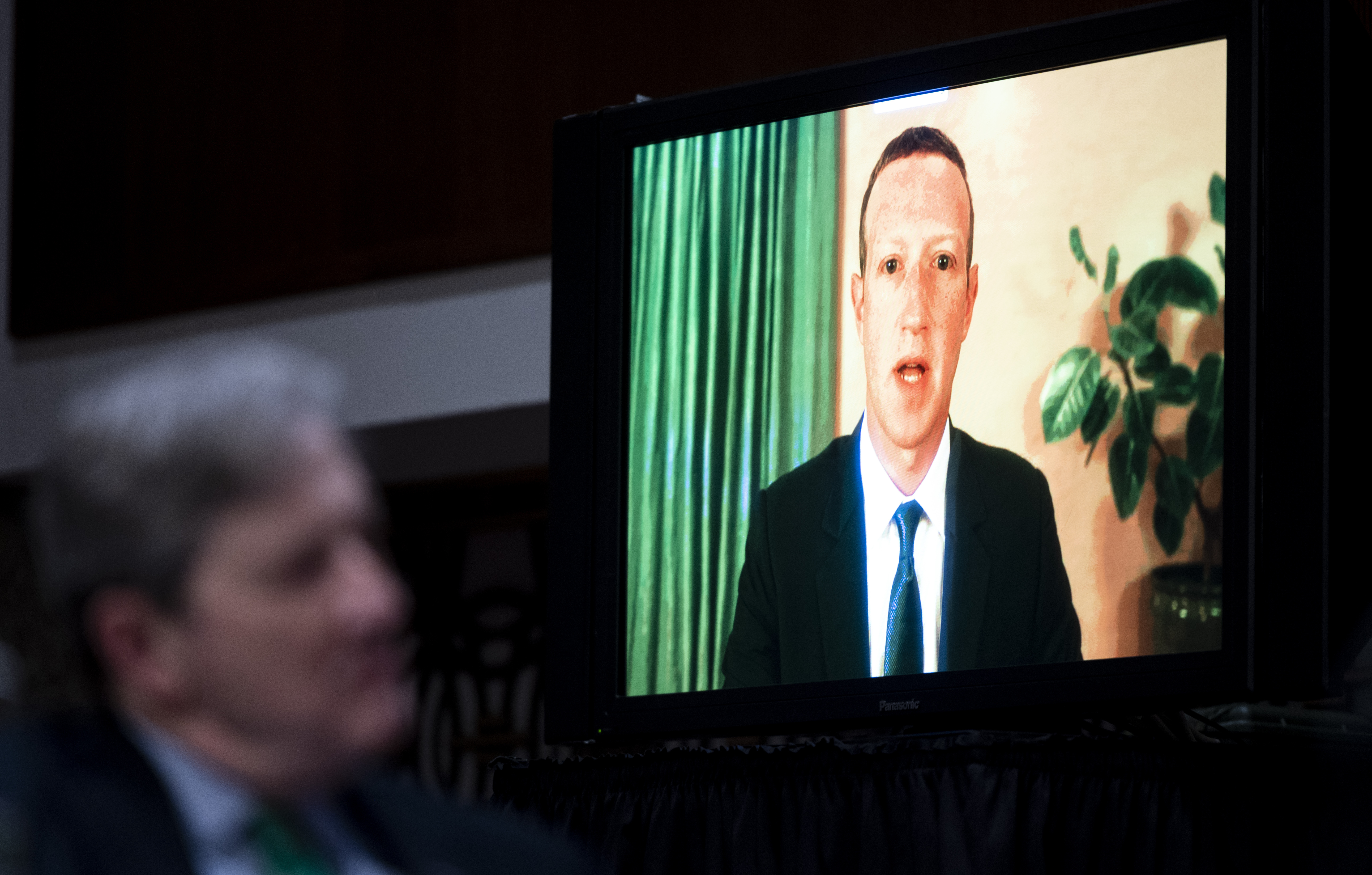 Facebook CEO Mark Zuckerberg testifies remotely during a Senate Judiciary Committee hearing