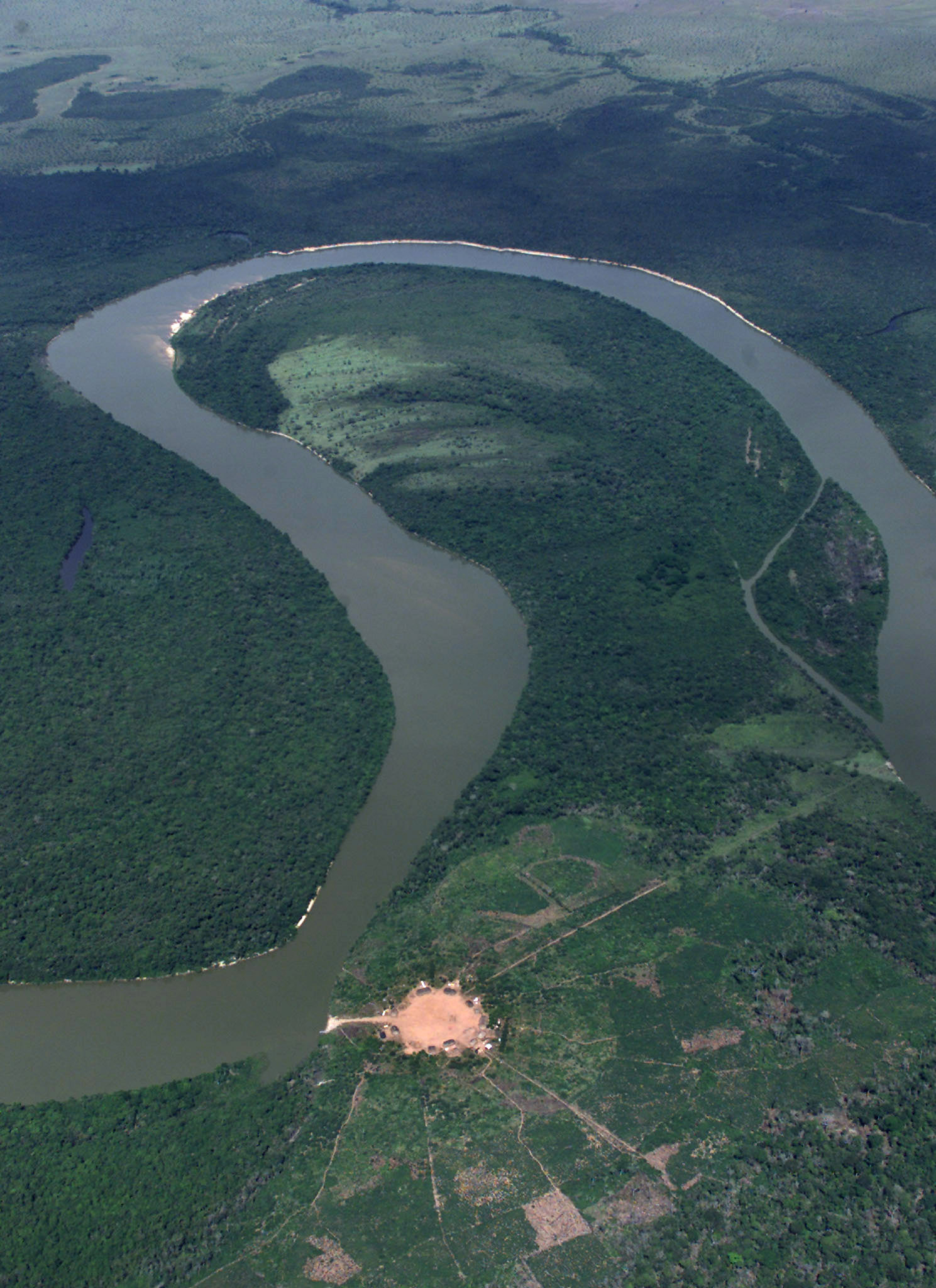 View of a village in the Brazilian Amazon, Xingu reserve