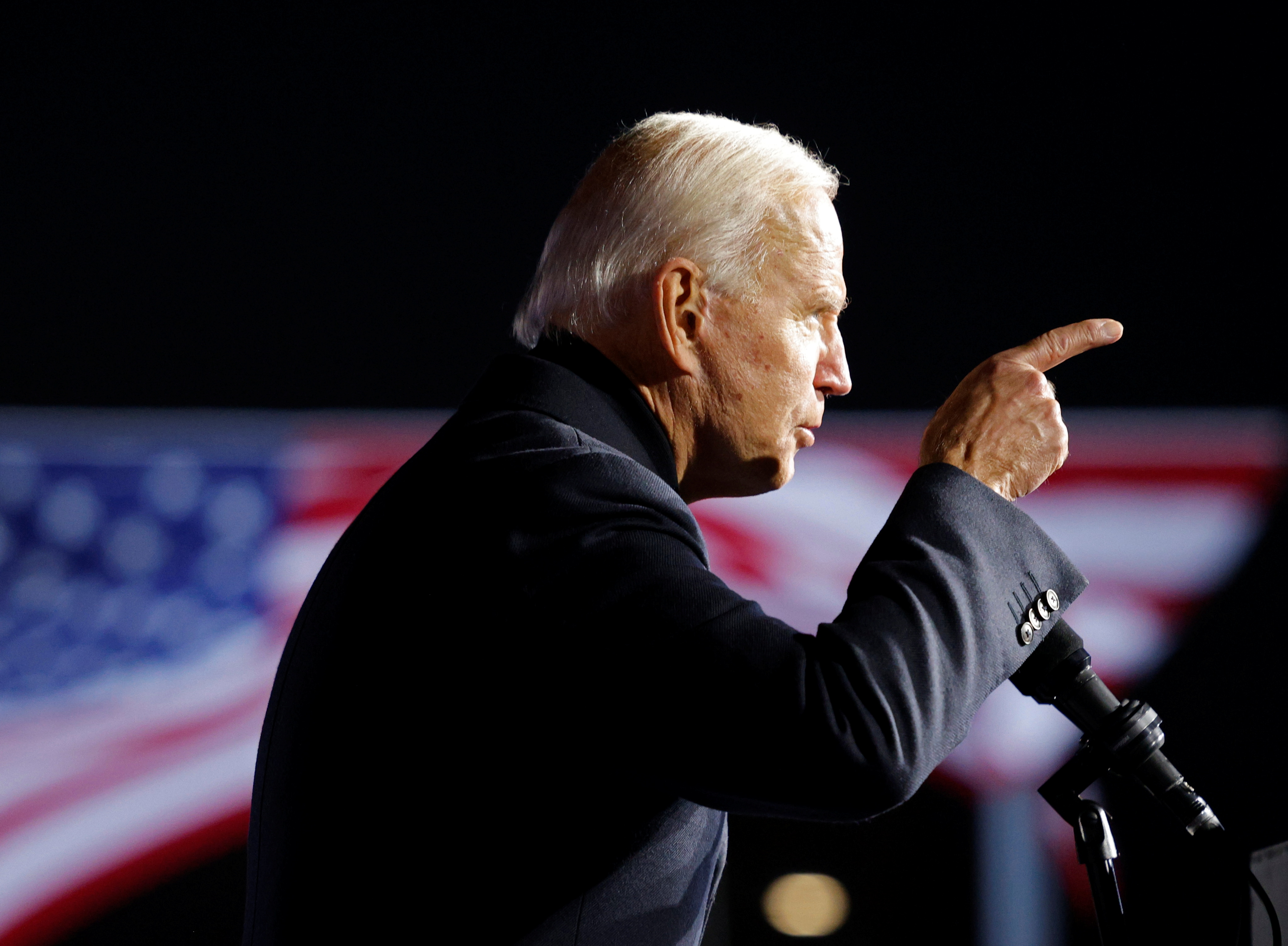 Democratic presidential nominee and former Vice President Joe Biden speaks at a campaign drive-in, mobilisation event in Detroit, Michigan, US