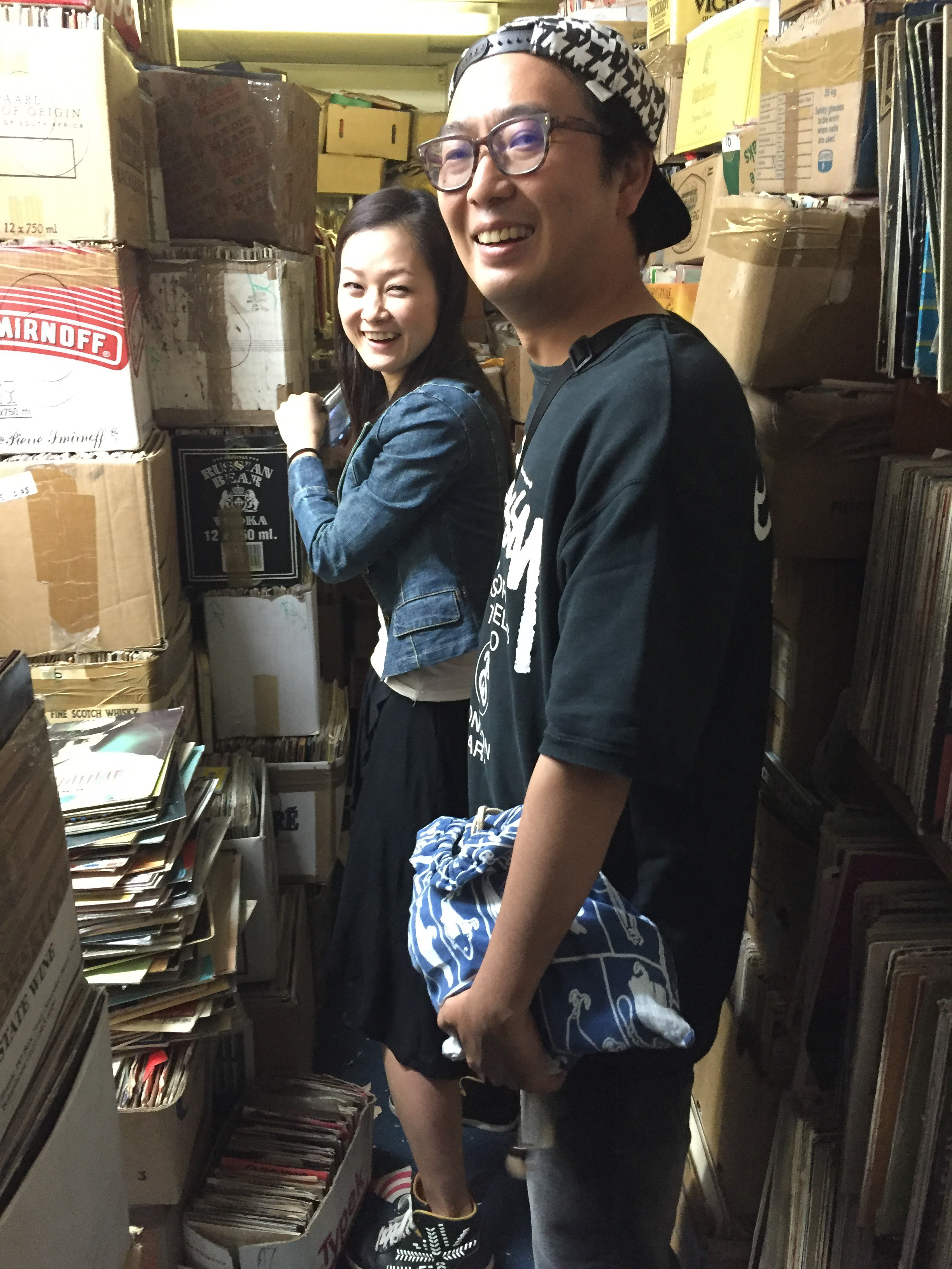 Jun record shopping with his partner, Yumiko Koga [Photo courtesy of Charles Leonard]