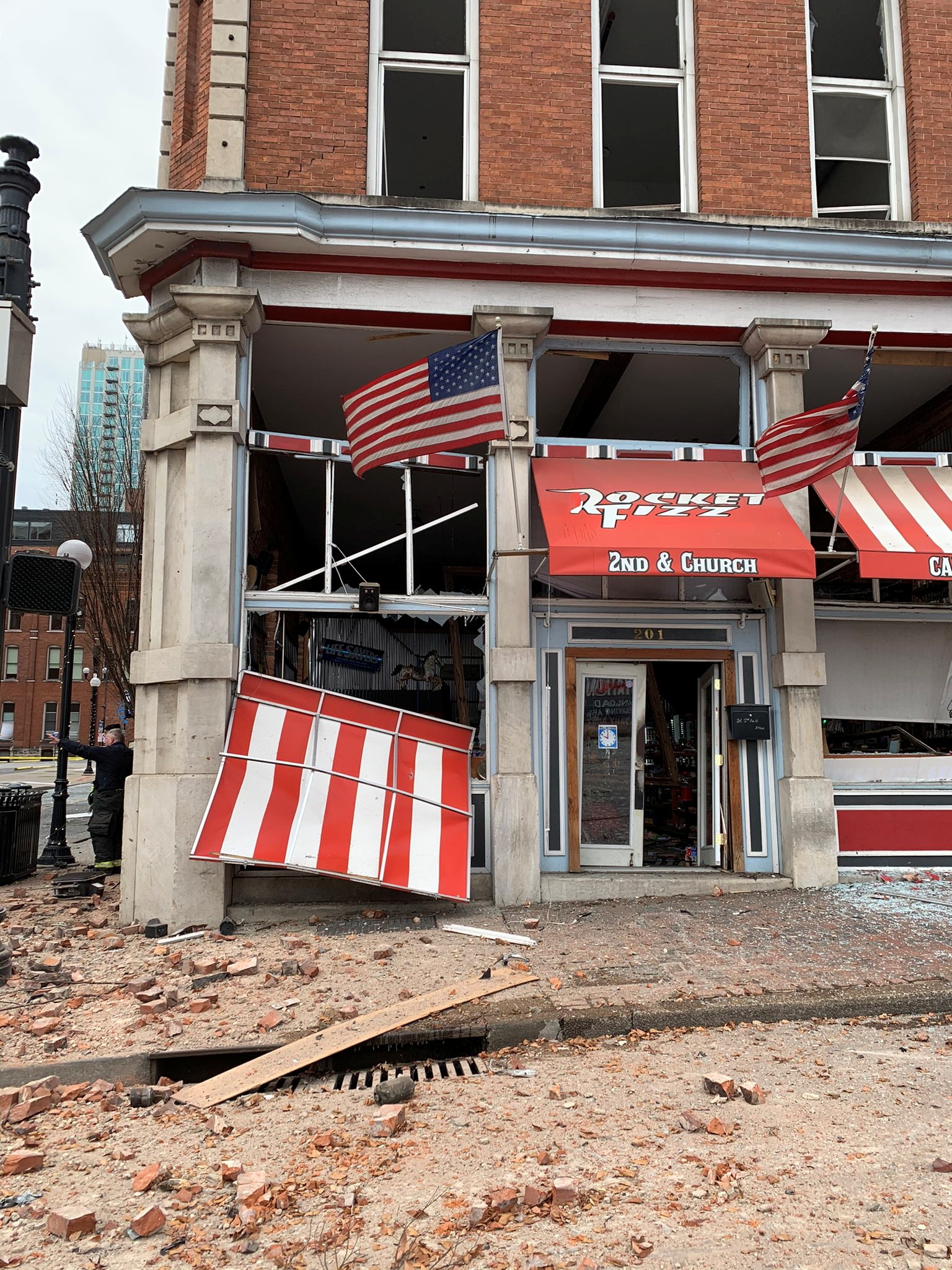 Tennessee Governor Bill Lee said on Saturday that preliminary information showed that 41 businesses were damaged in the explosion [Nashville Fire Department via Reuters]