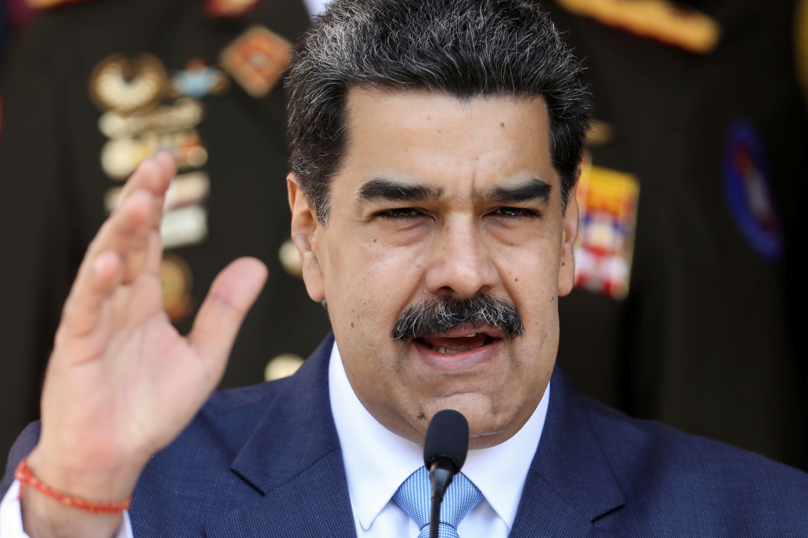 Venezuela’s President Nicolas Maduro during a news conference at Miraflores Palace in Caracas
