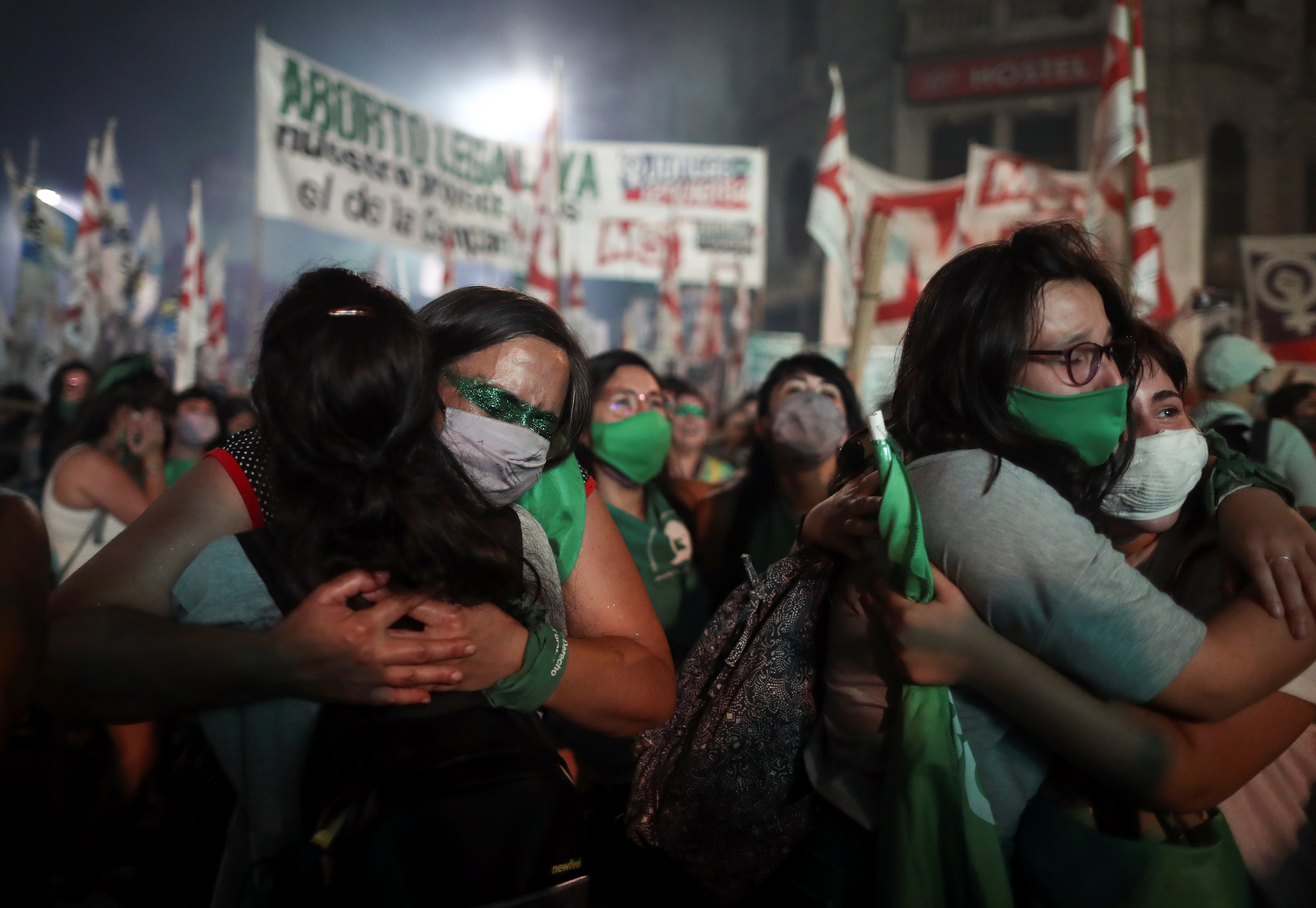 Women rejoice after Argentina’s Senate passed the abortion bill in Buenos Aires