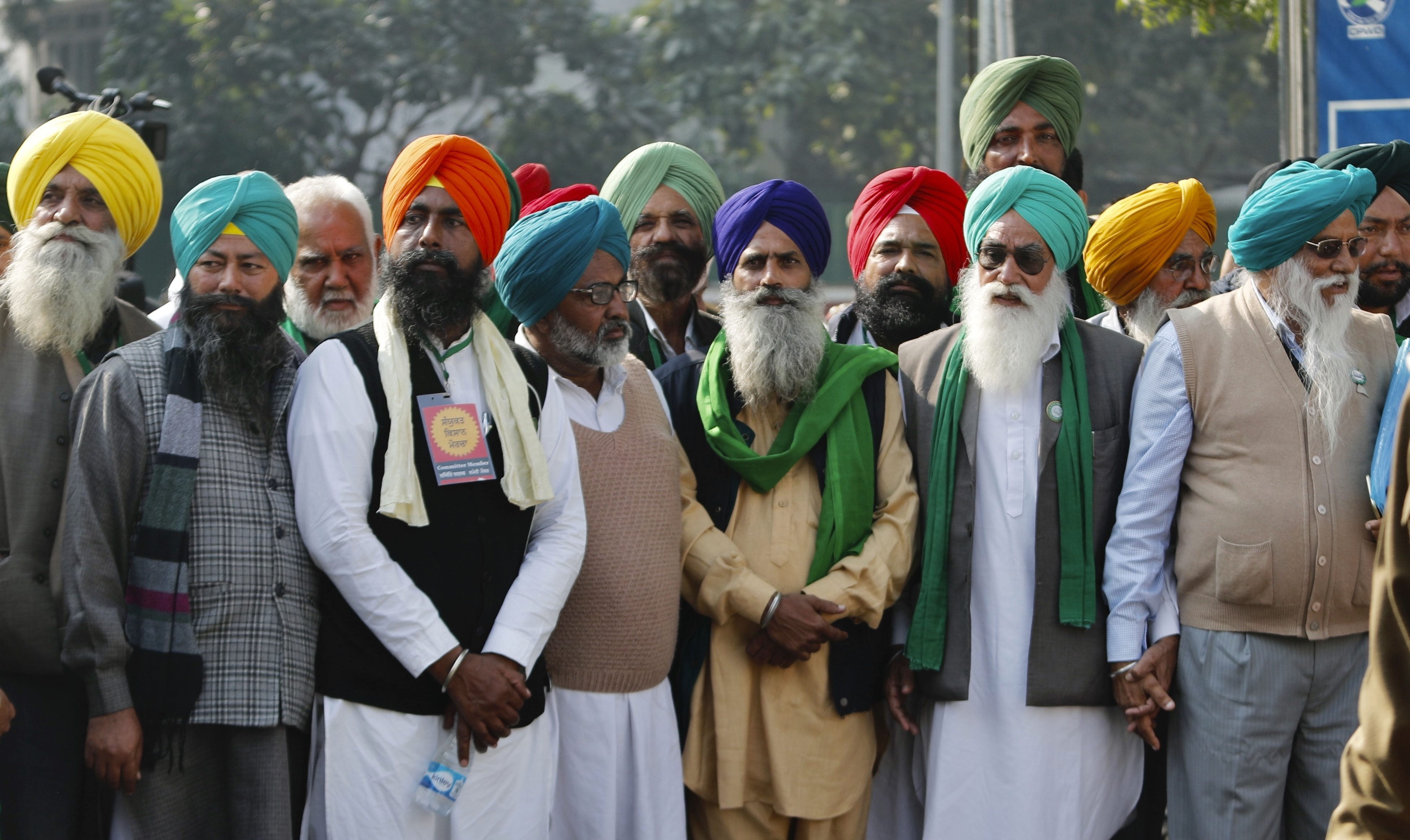 Representatives of various farmers organizations arrive for talks with the government representatives in New Delhi