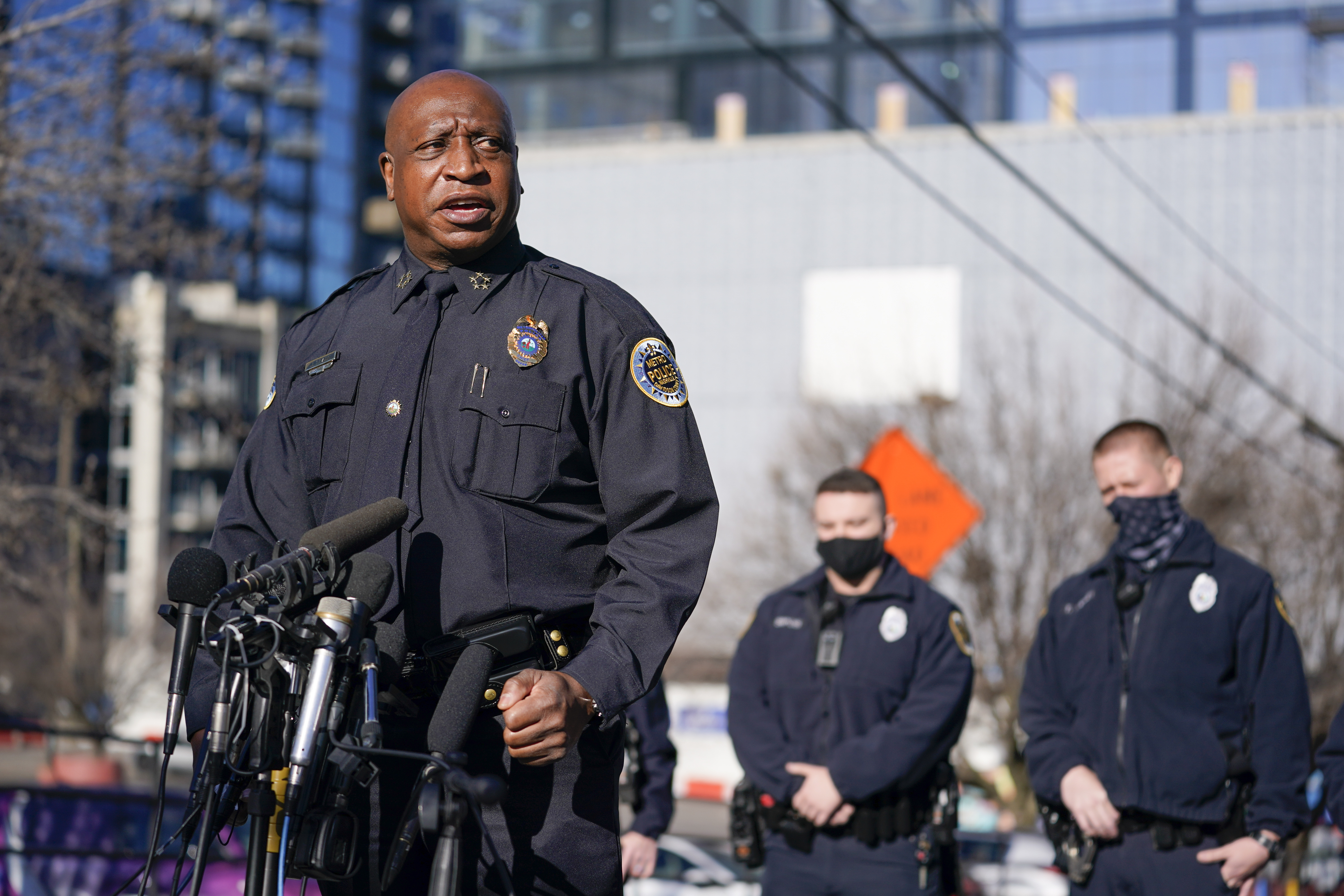 Nashville Chief of Police John Drake speaks at a news conference in Nashville, Tennessee