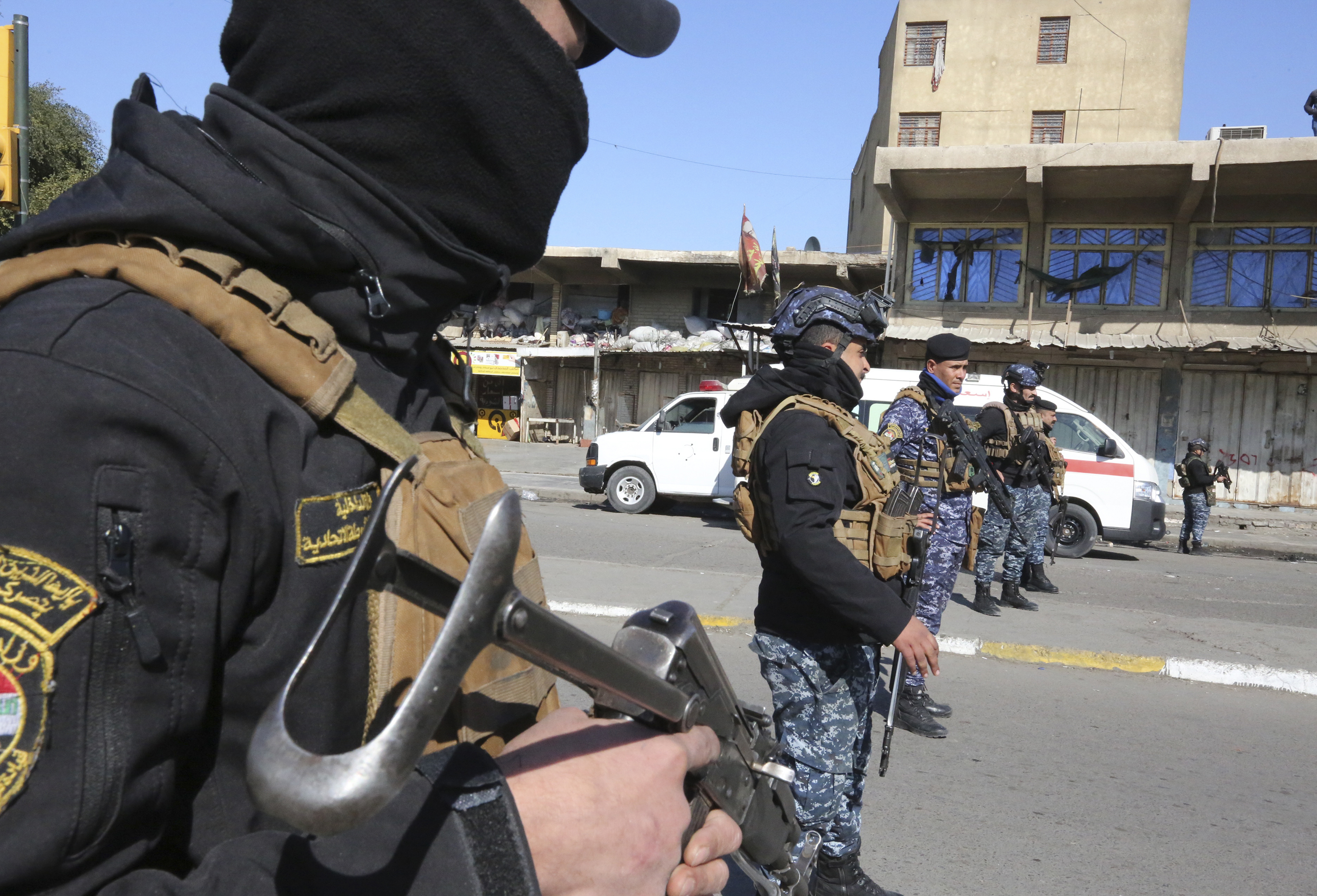 The Interior Ministry said the first suicide bomber had rushed into the market and claimed to feel sick, so that people would gather around him, before detonating his explosives.