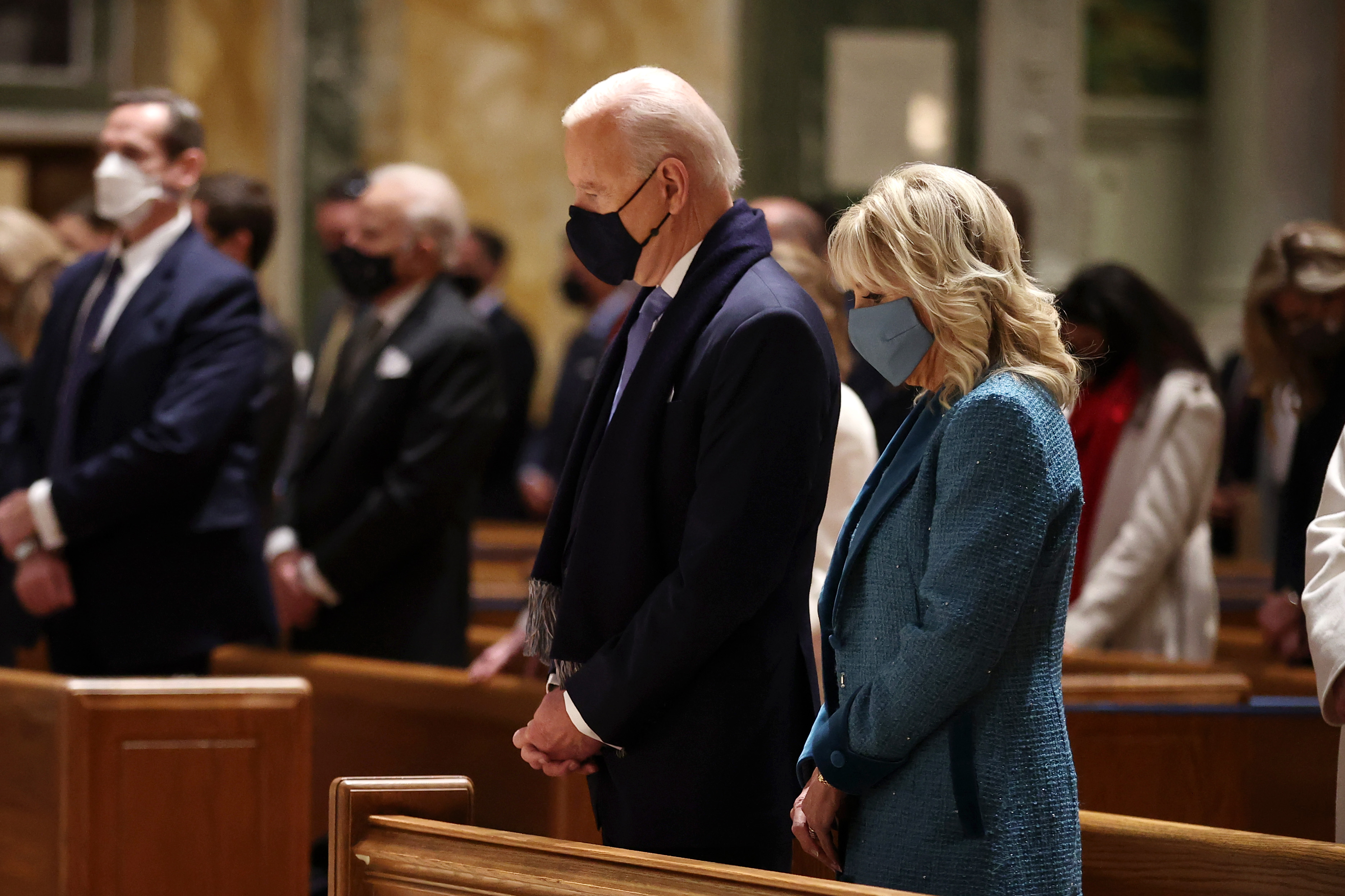 President-elect Joe Biden and Dr Jill Biden attend services at the Cathedral of St Matthew the Apostle with Congressional leaders prior to the inauguration