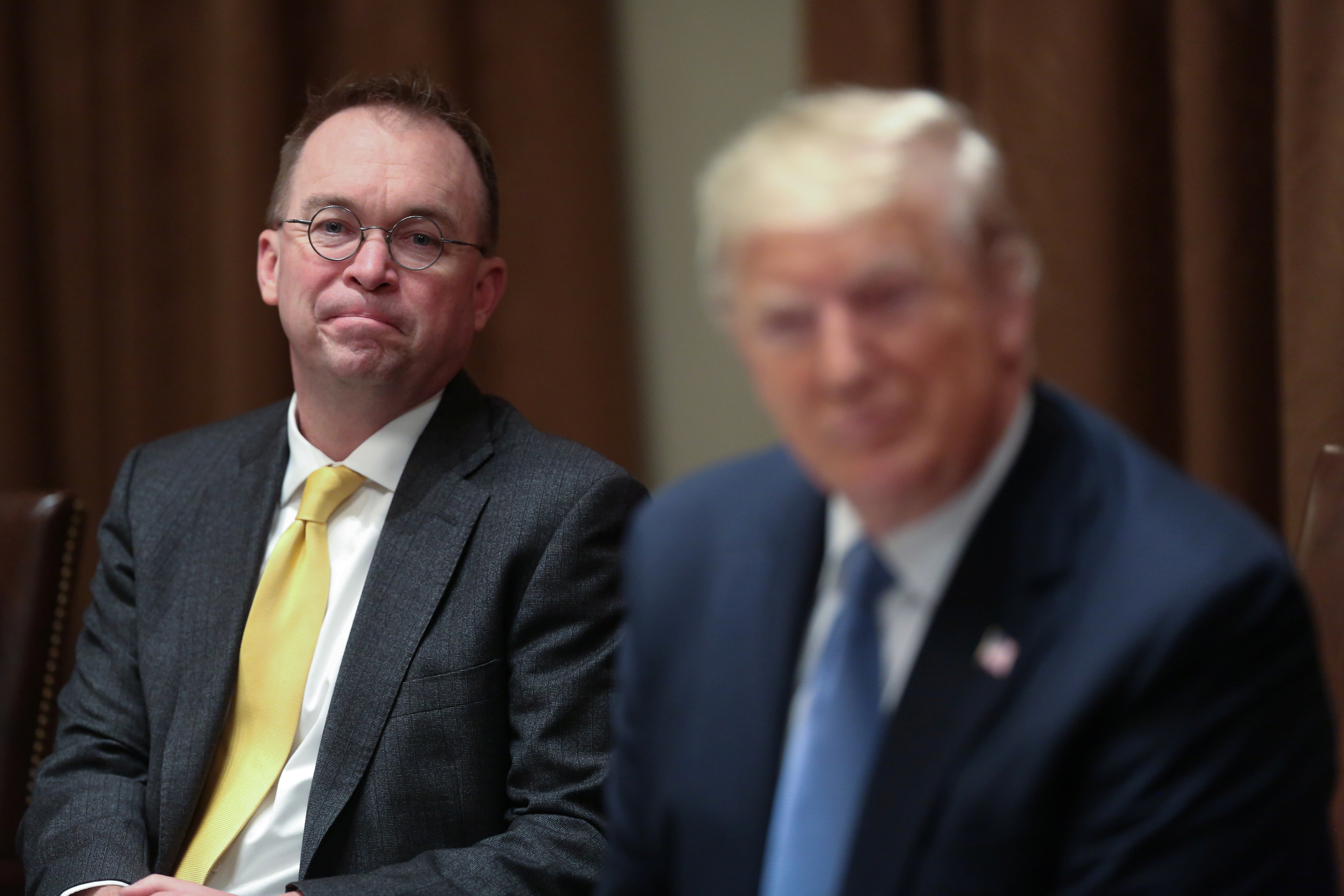 Former White House Chief of Staff Mick Mulvaney attends as US President Donald Trump hosts a lunch for ambassadors to the UN Security Council at the White House in Washington, DC, US December 5, 2019
