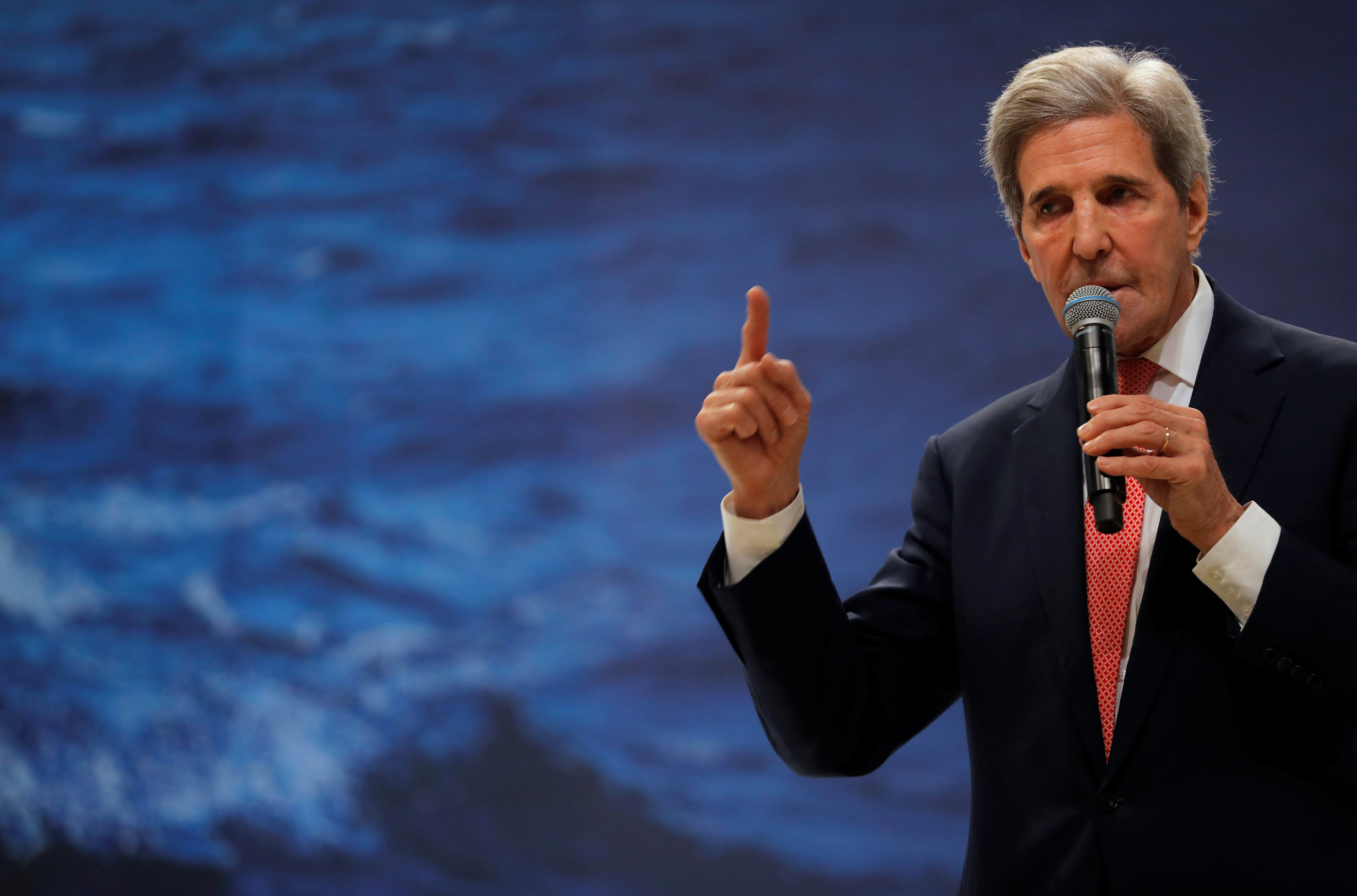 John Kerry speaks at an event of the ‘World War Zero’ climate coalition during the UN Climate Change Conference (COP25) in Madrid, Spain on December 11, 2019