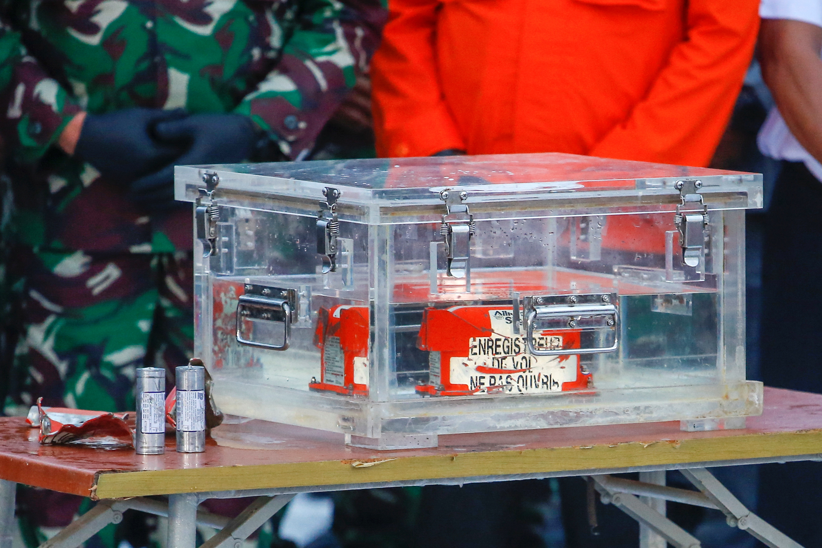 The flight data recorder of Sriwijaya Air flight SJ182 at Tanjung Priok port in Jakarta