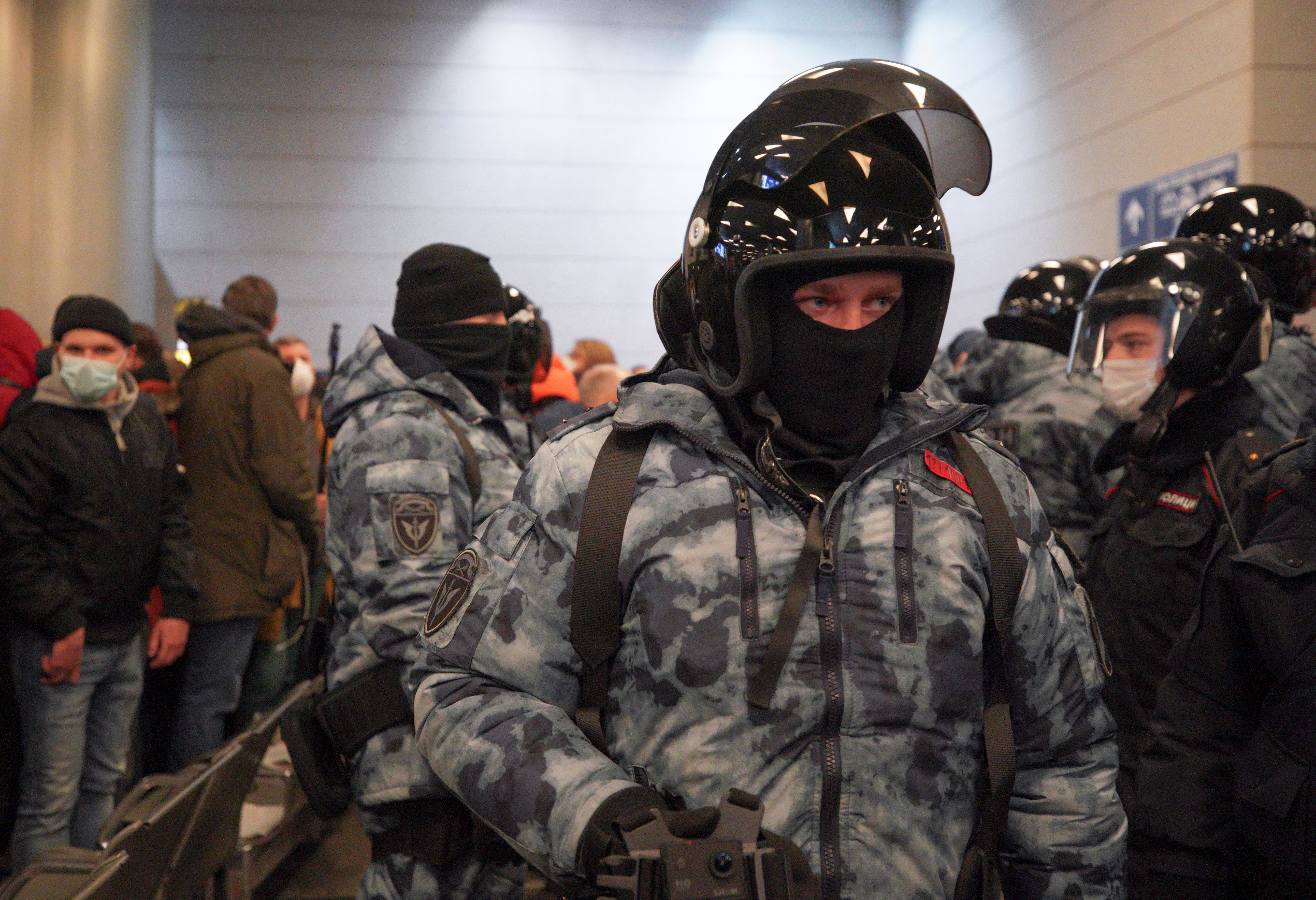 Law enforcement officers at Vnukovo International Airport in Moscow, Russia [Handout via Reuters]