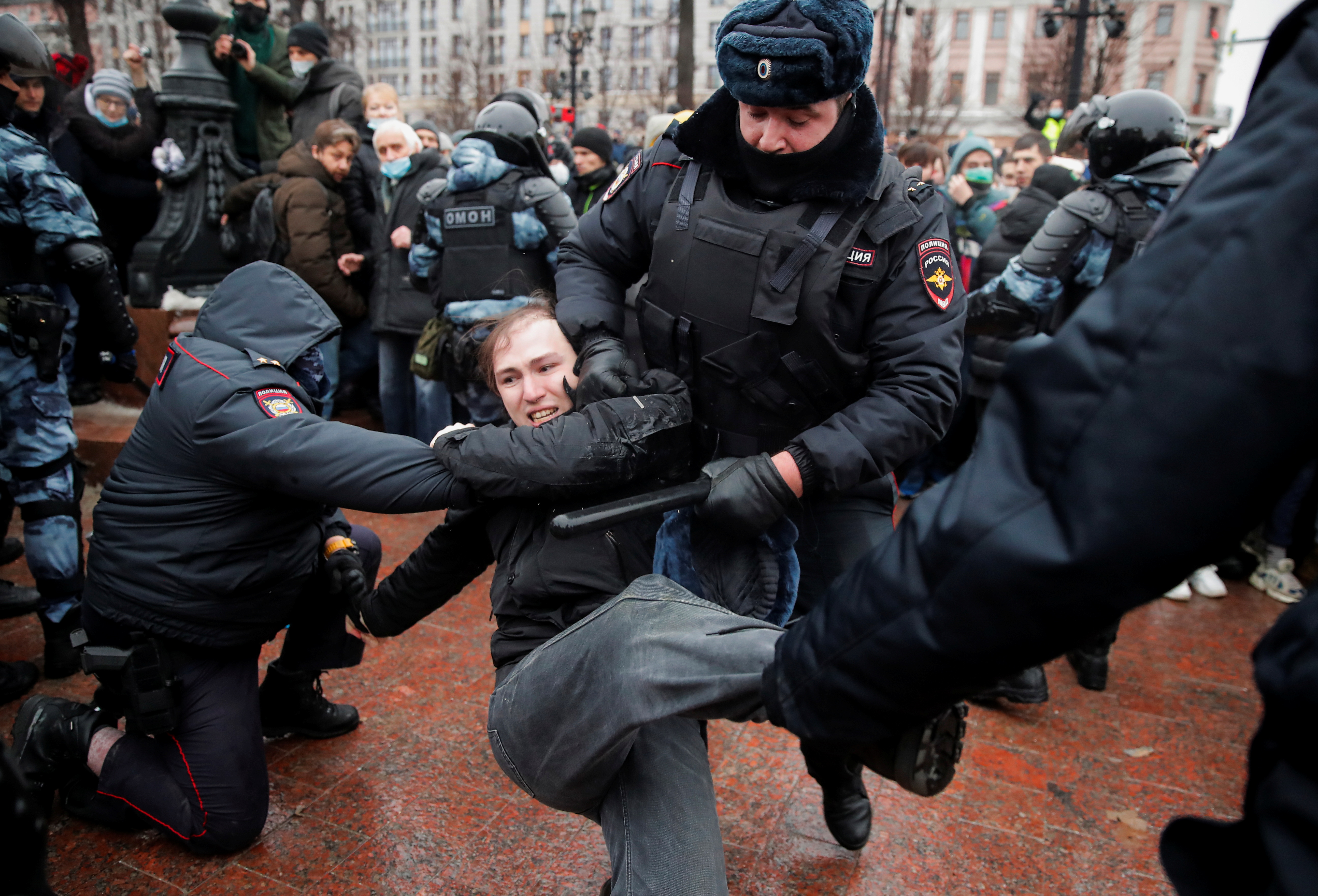 The United States and Belgium condemned the arrests and other tactics used against demonstrators