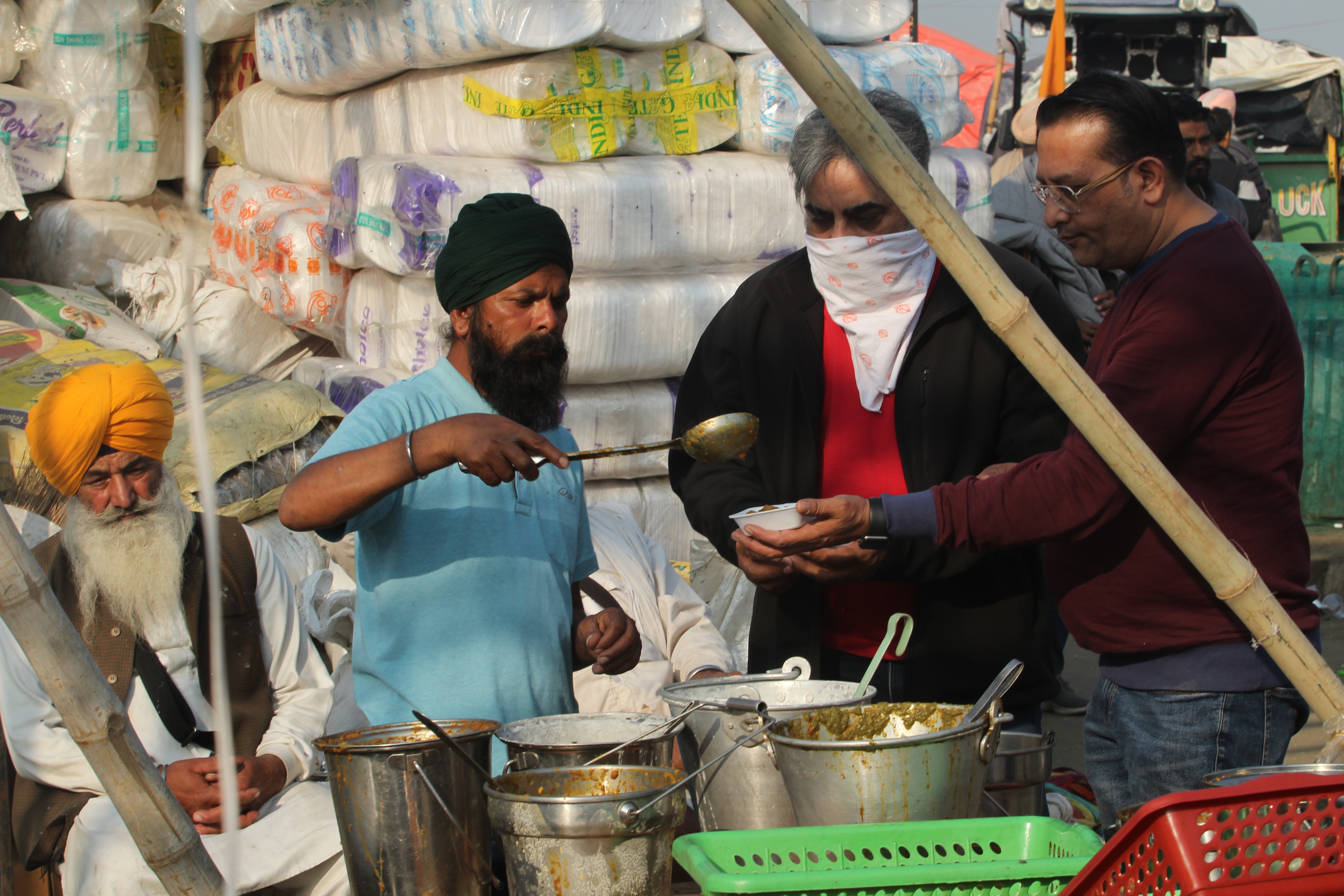 Jartauli village sent 10 volunteers with two tractors to join the protest at Singhu two months ago. Since then, they keep sending supplies every week and a new group of volunteers replaces the old one