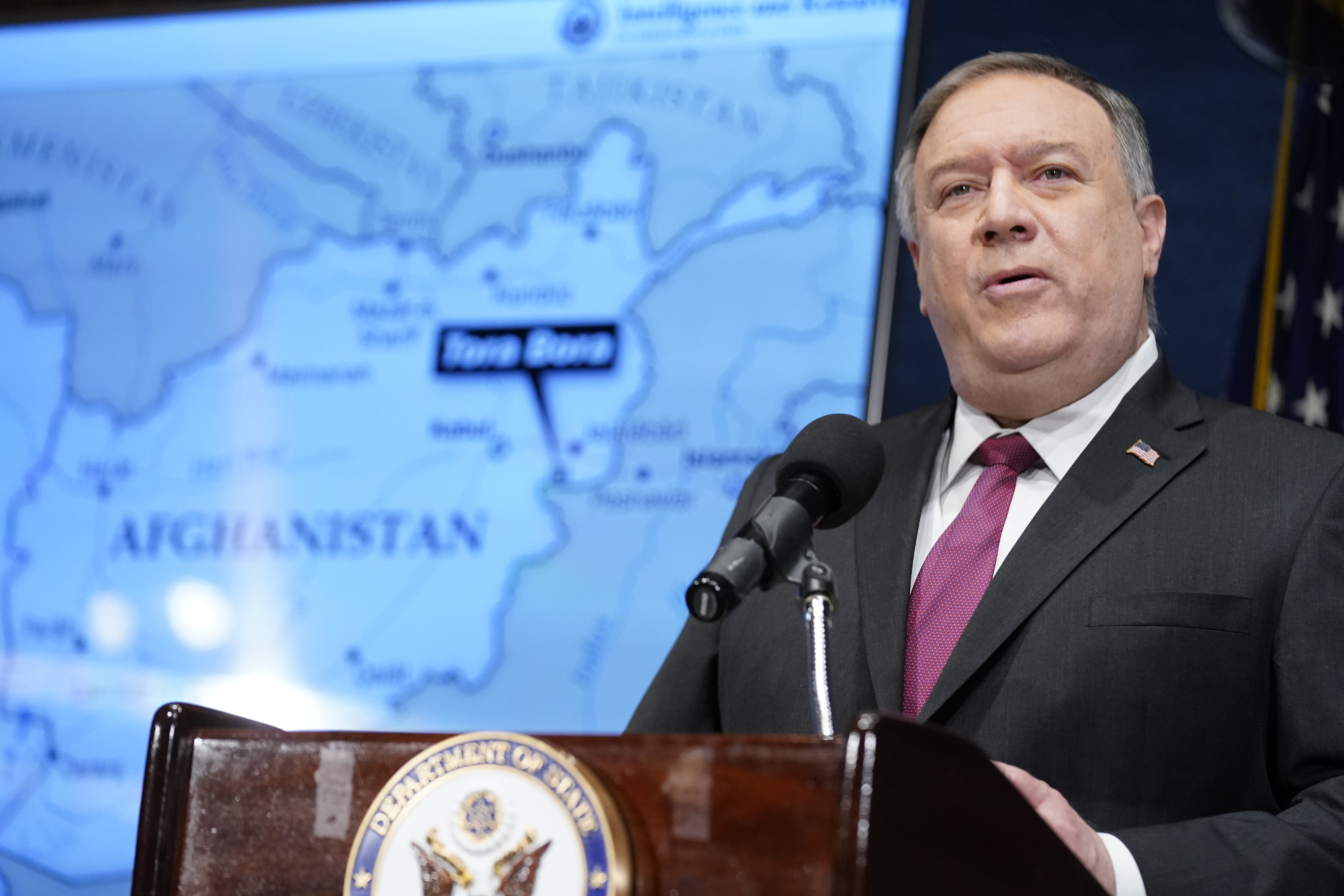 Secretary of State Mike Pompeo speaks at the National Press Club in Washington, DC