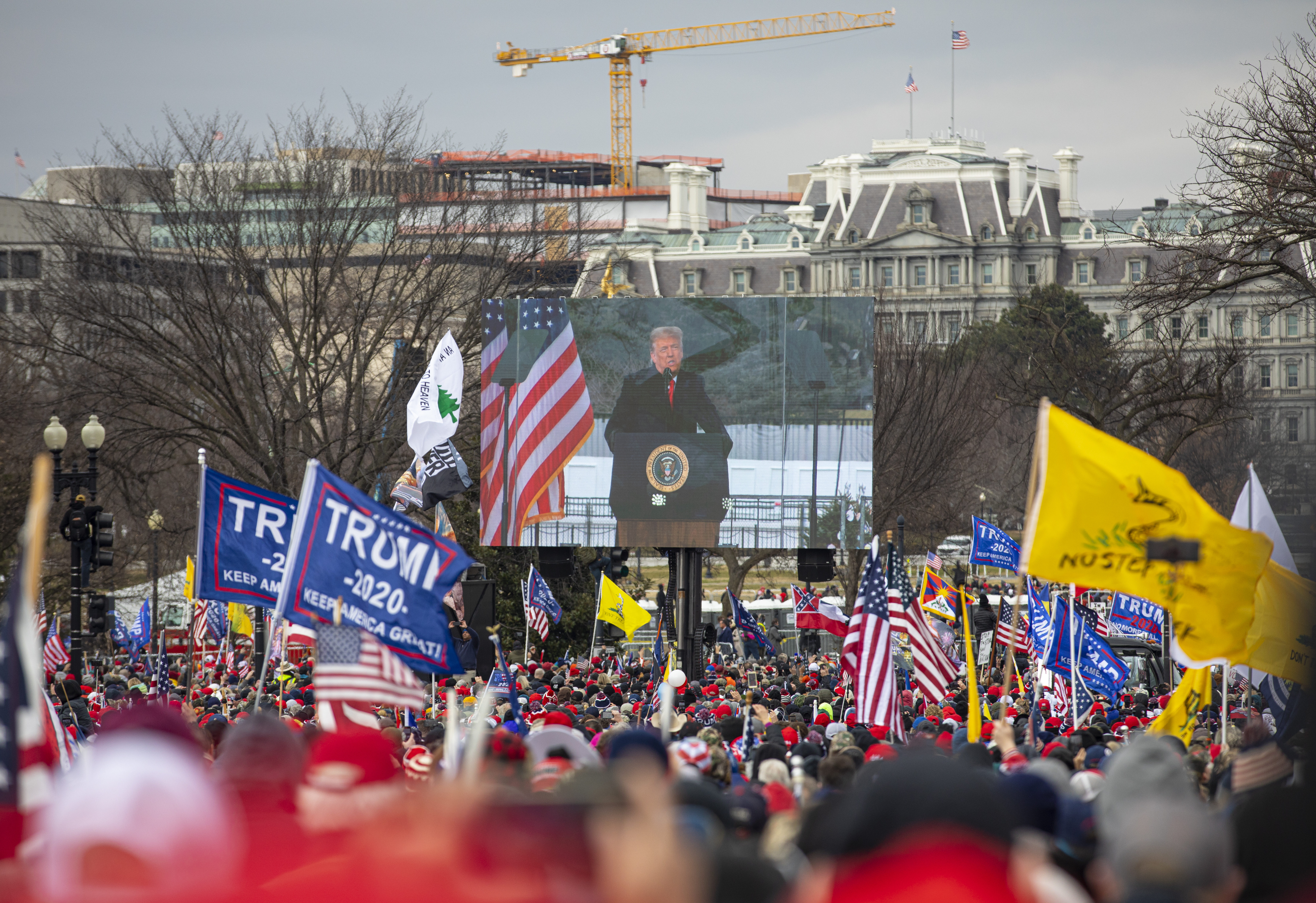 President Donald Trump speaks at the ‘Stop the Steal’ rally on January 6, 2021 in Washington, DC; a mob of supporters would later storm the US Capitol building
