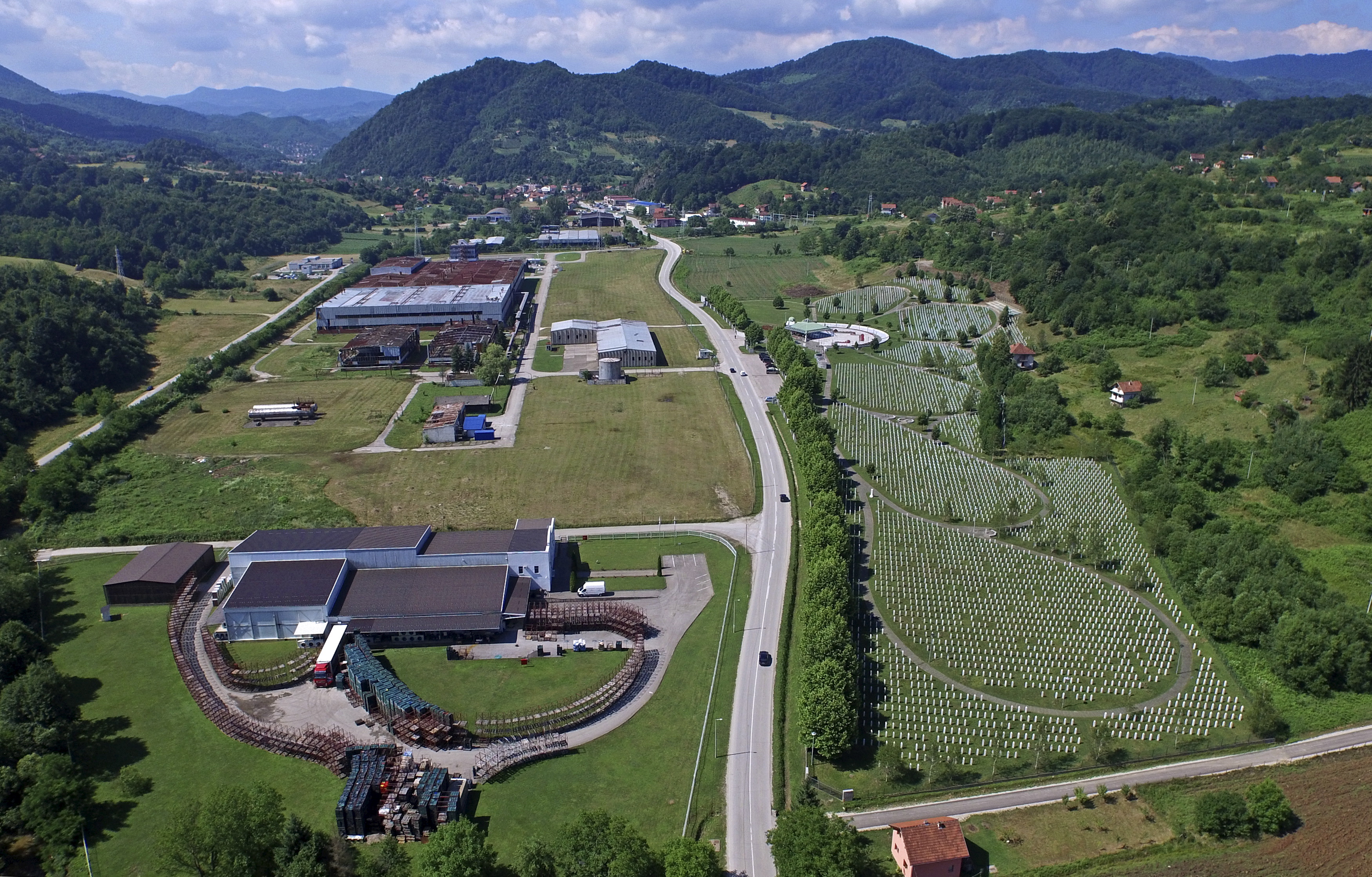 The Memorial Centre in Potocari near Srebrenica, Bosnia with its thousands of graves; more than 8,000 Bosniak men and boys were killed in a genocide by Serb forces in July 1995