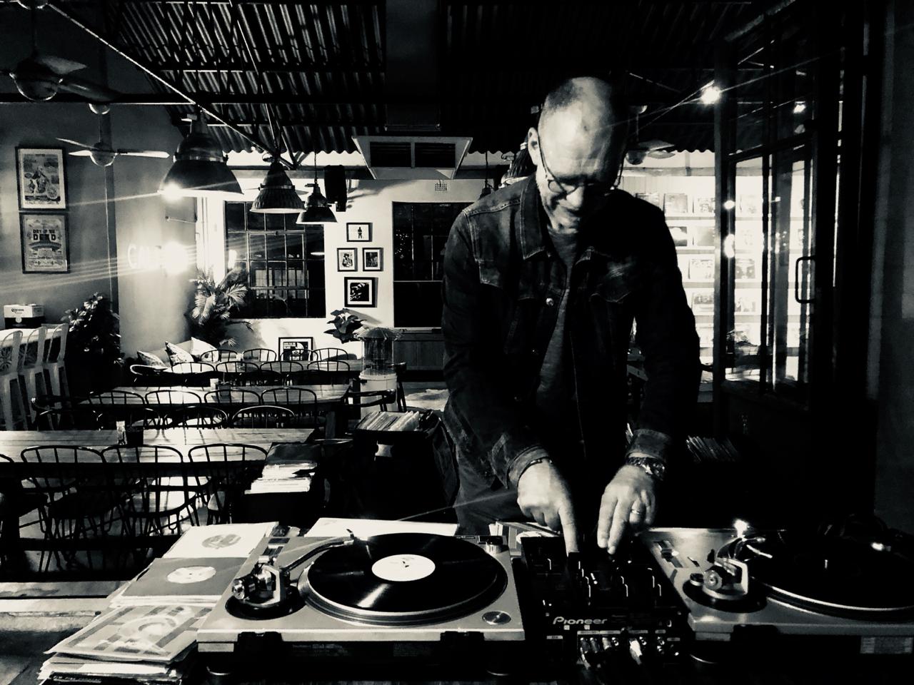 The writer DJ’ing in Johannesburg [Photo courtesy of Charles Leonard]