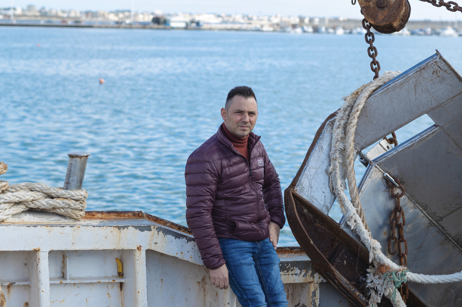 One of the detained men, Bernardo Salvo, at the port of Mazara del Vallo