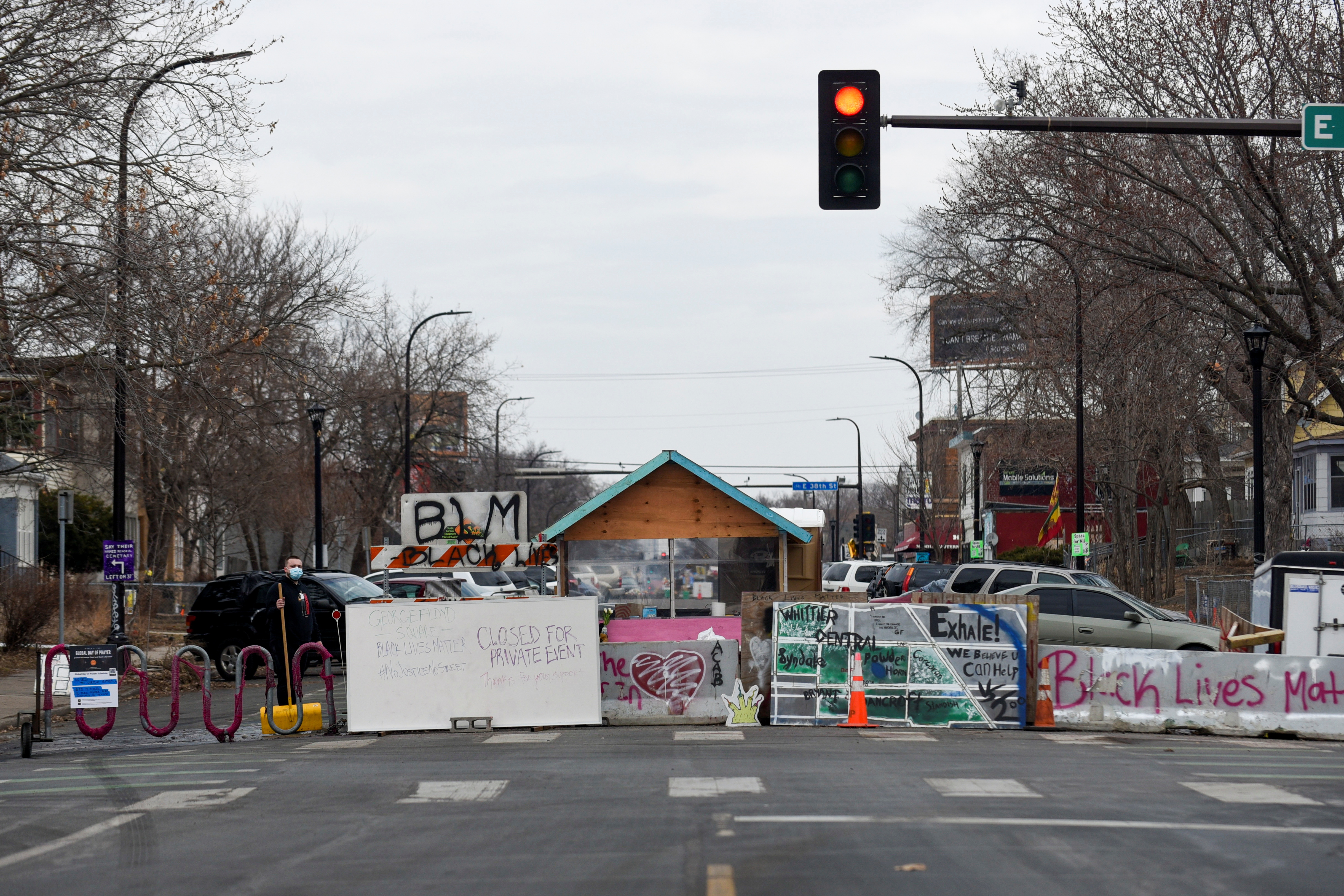 George Floyd Square has been closed to allow members of the community to mourn the killing of a man last Saturday, on the first day of jury selection in the trial of Derek Chauvin