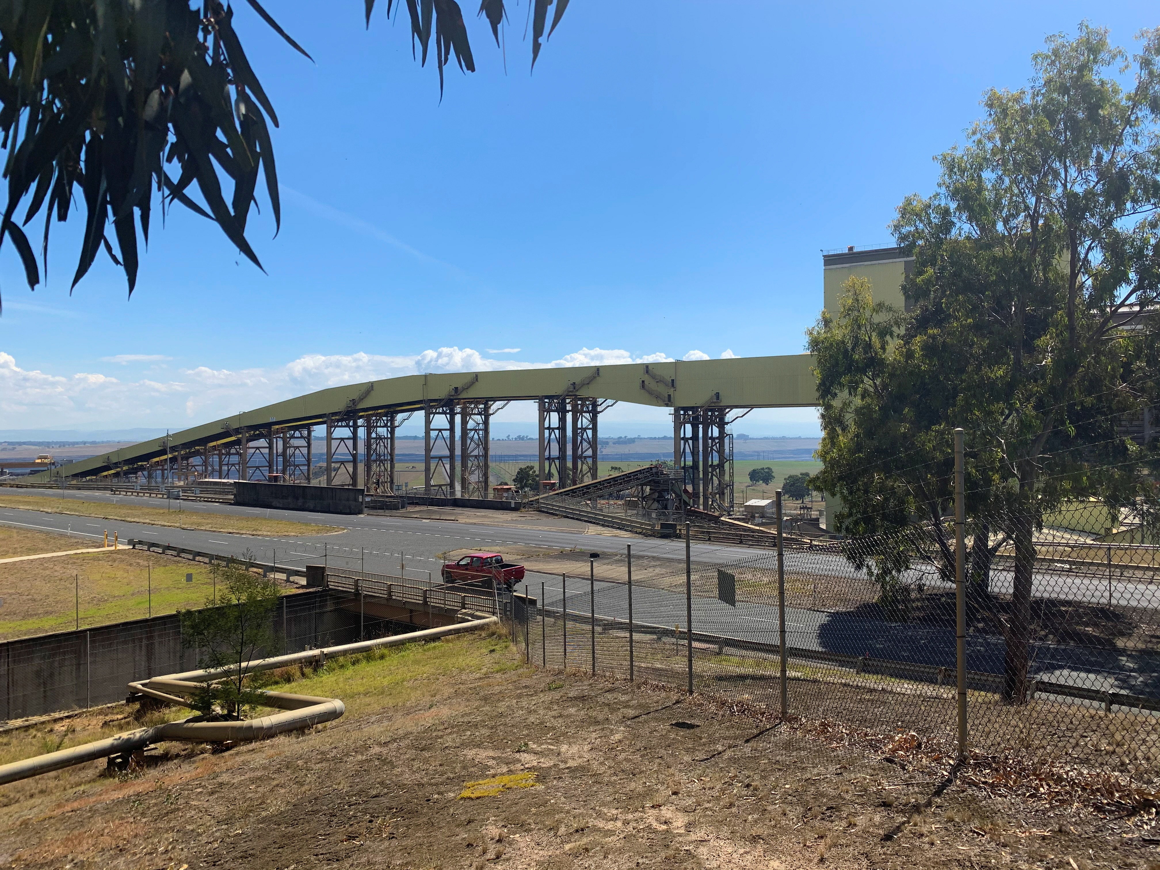 A brown coal conveyor from the Loy Yang coal mine, the source of coal for the Japanese Hydrogen Energy Supply Chain project
