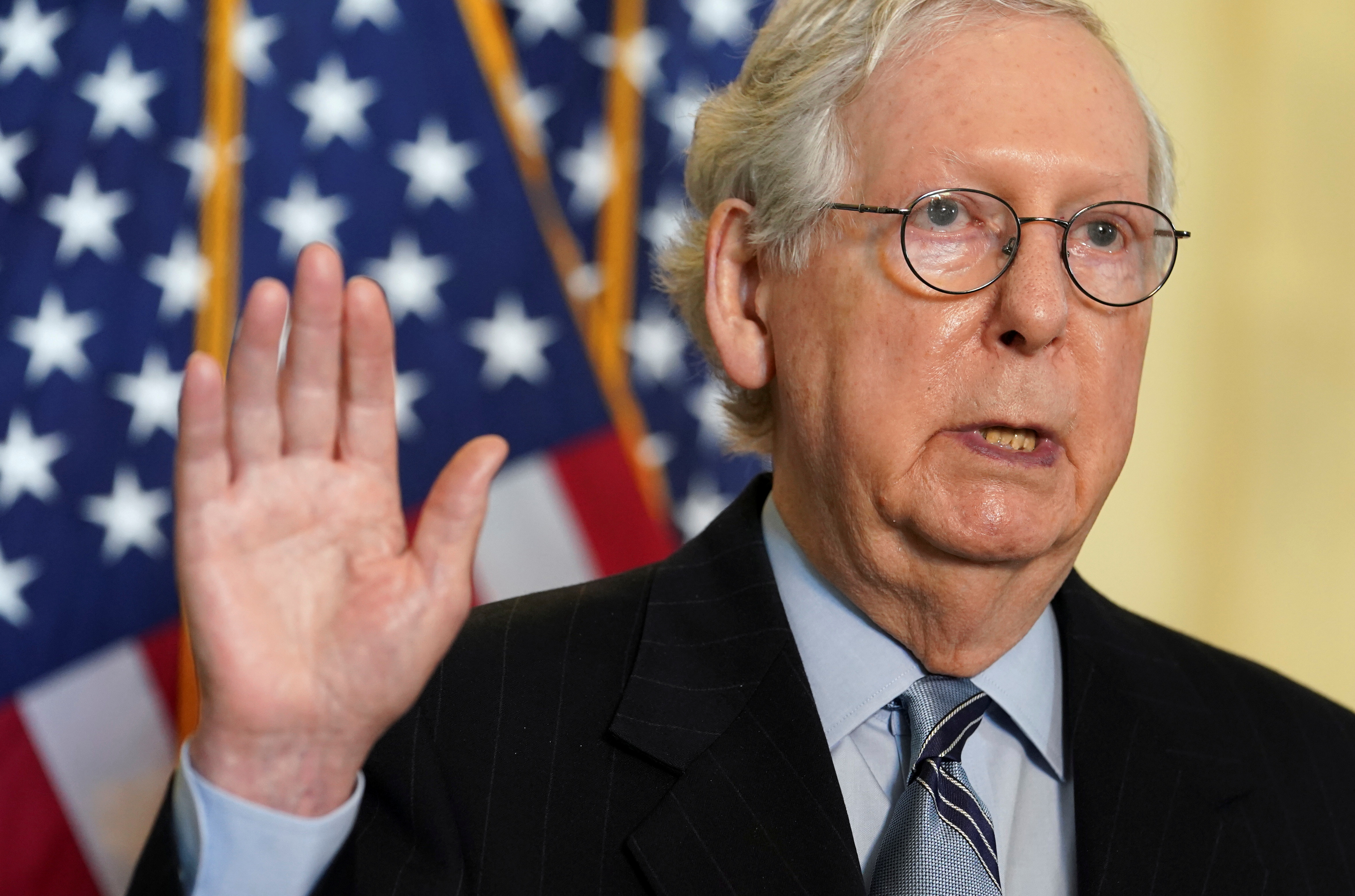 Senate Minority Leader Mitch McConnell warns Republicans will oppose tax hikes Democrats are preparing to include in an infrastructure bill