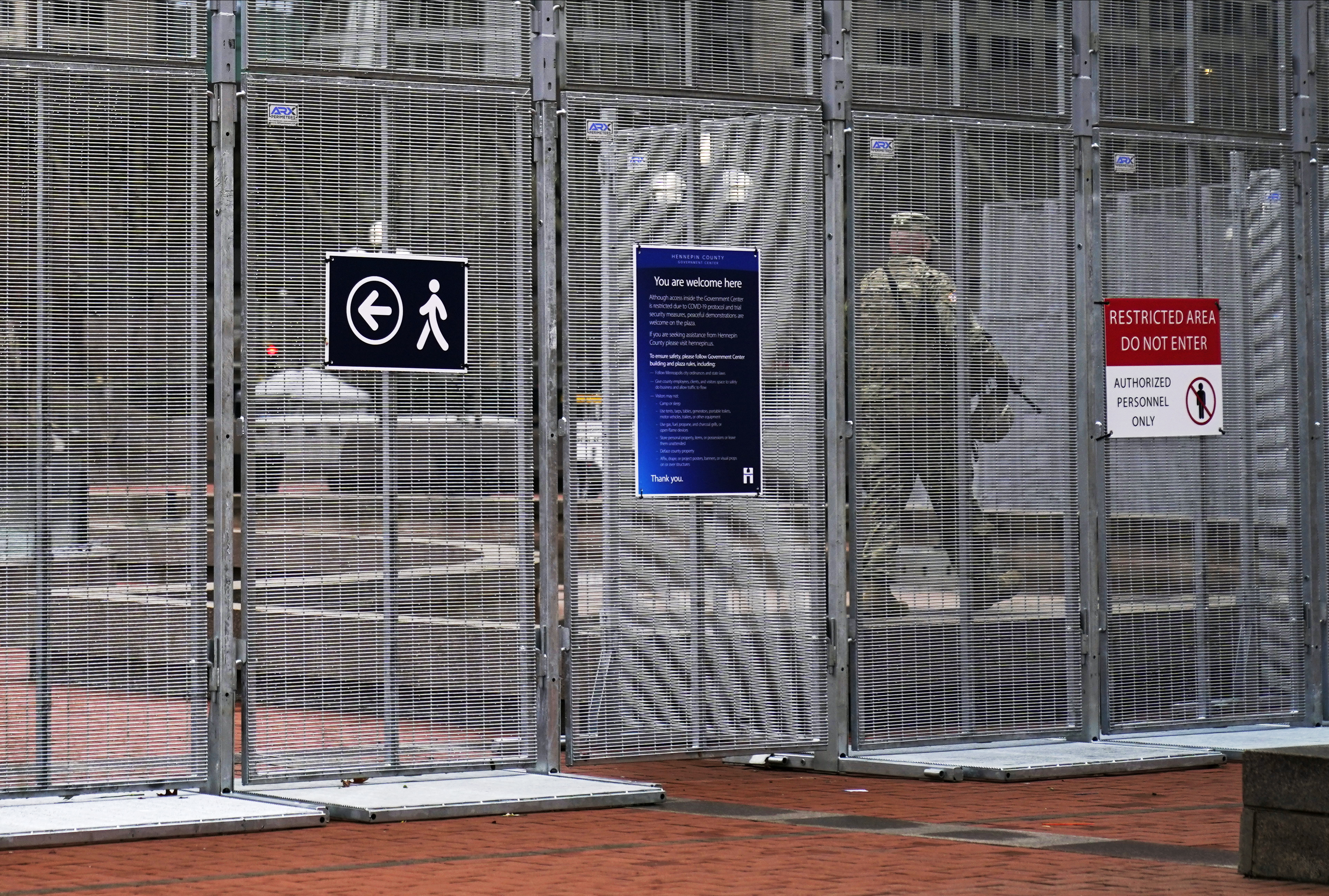 The Hennepin County Government Center in Minneapolis, Minnesota, where the trial for former Minneapolis police officer Derek Chauvin will be held is barricaded