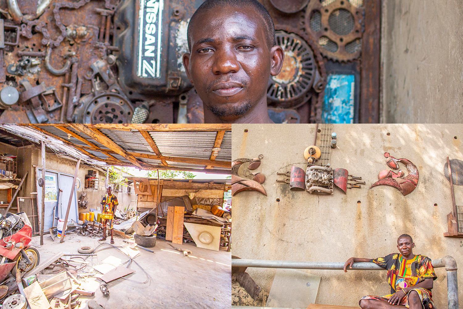 Wasiu Arowolo could not afford art tools and materials when he was an apprentice at a gallery years ago. Now he is famous for his artwork made from waste materials and his pieces are highly sought after
