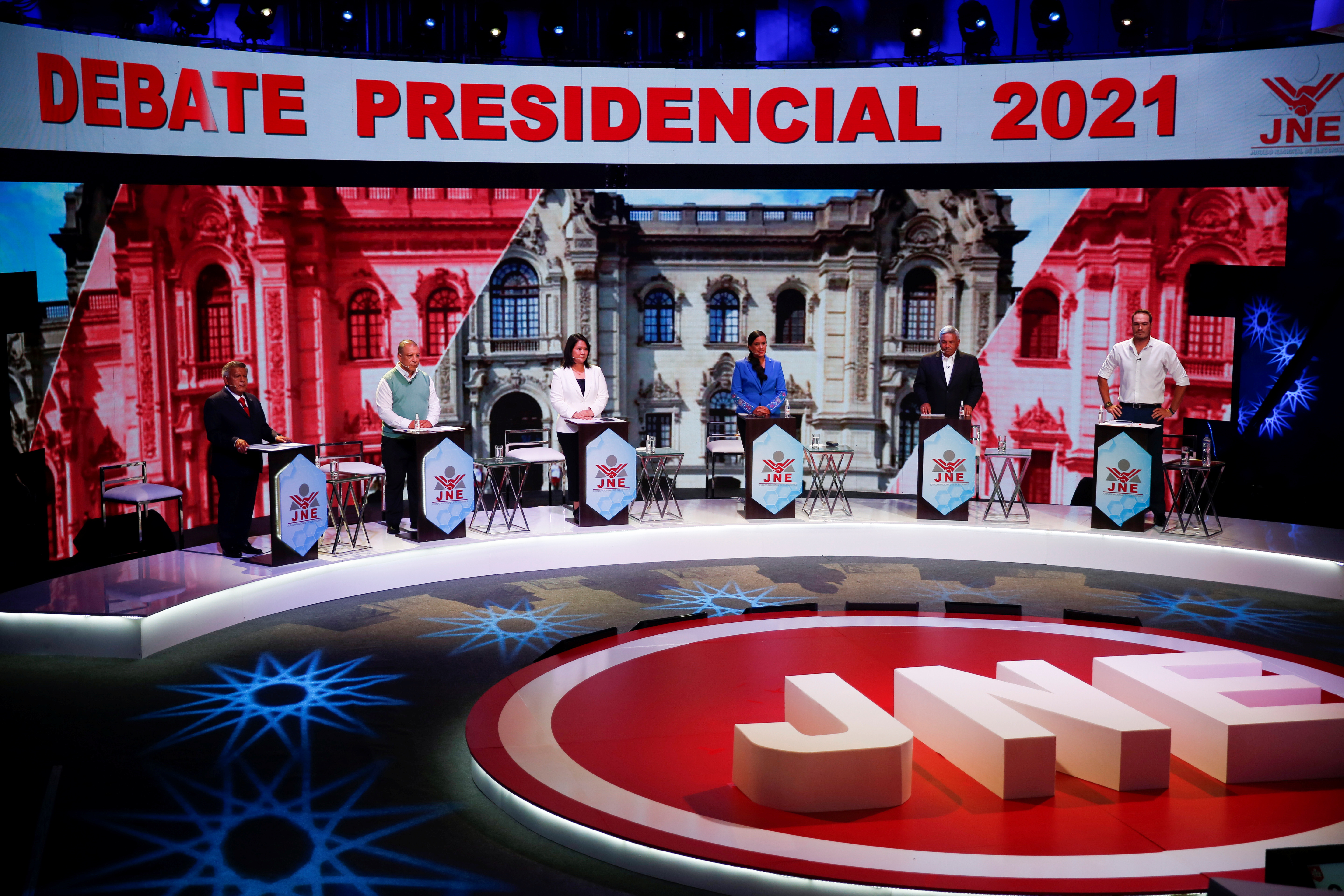 Peru’s leading presidential candidates participate in a presidential candidates debate, in Lima, Peru on March 29