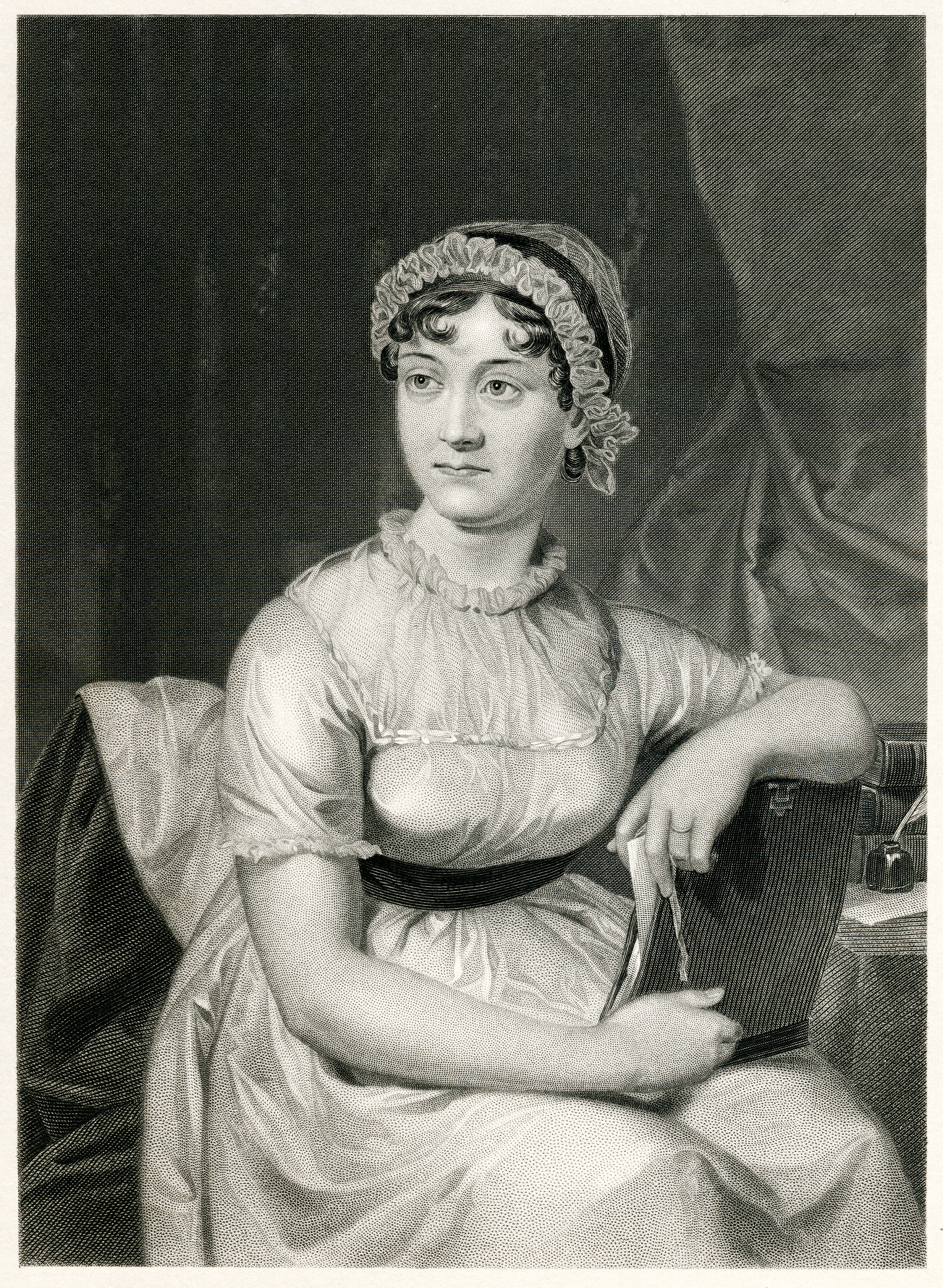 An engraving from 1873 featuring Jane Austen