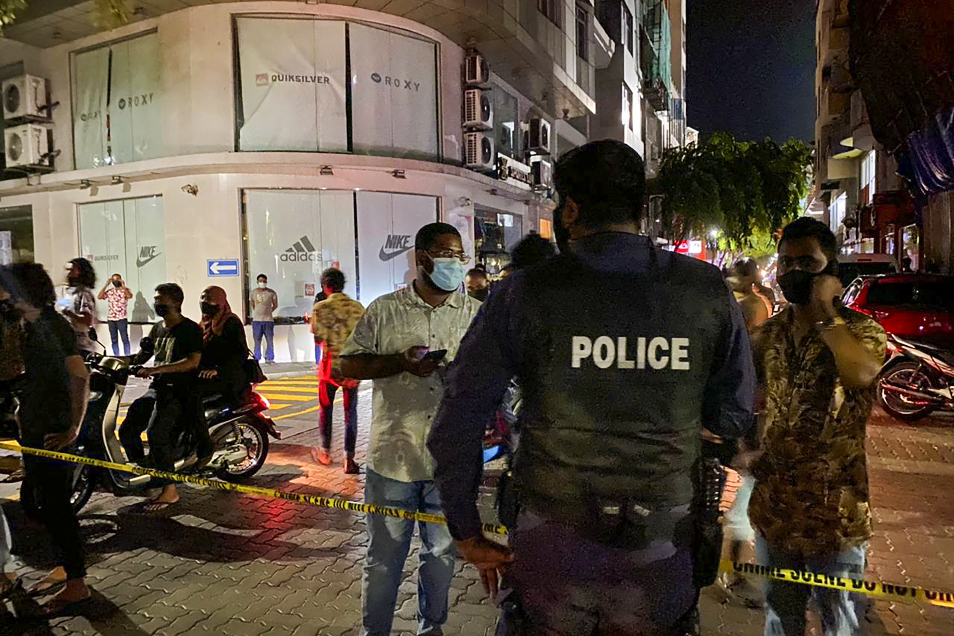 Police secure a site in Male after the blast [AFP]