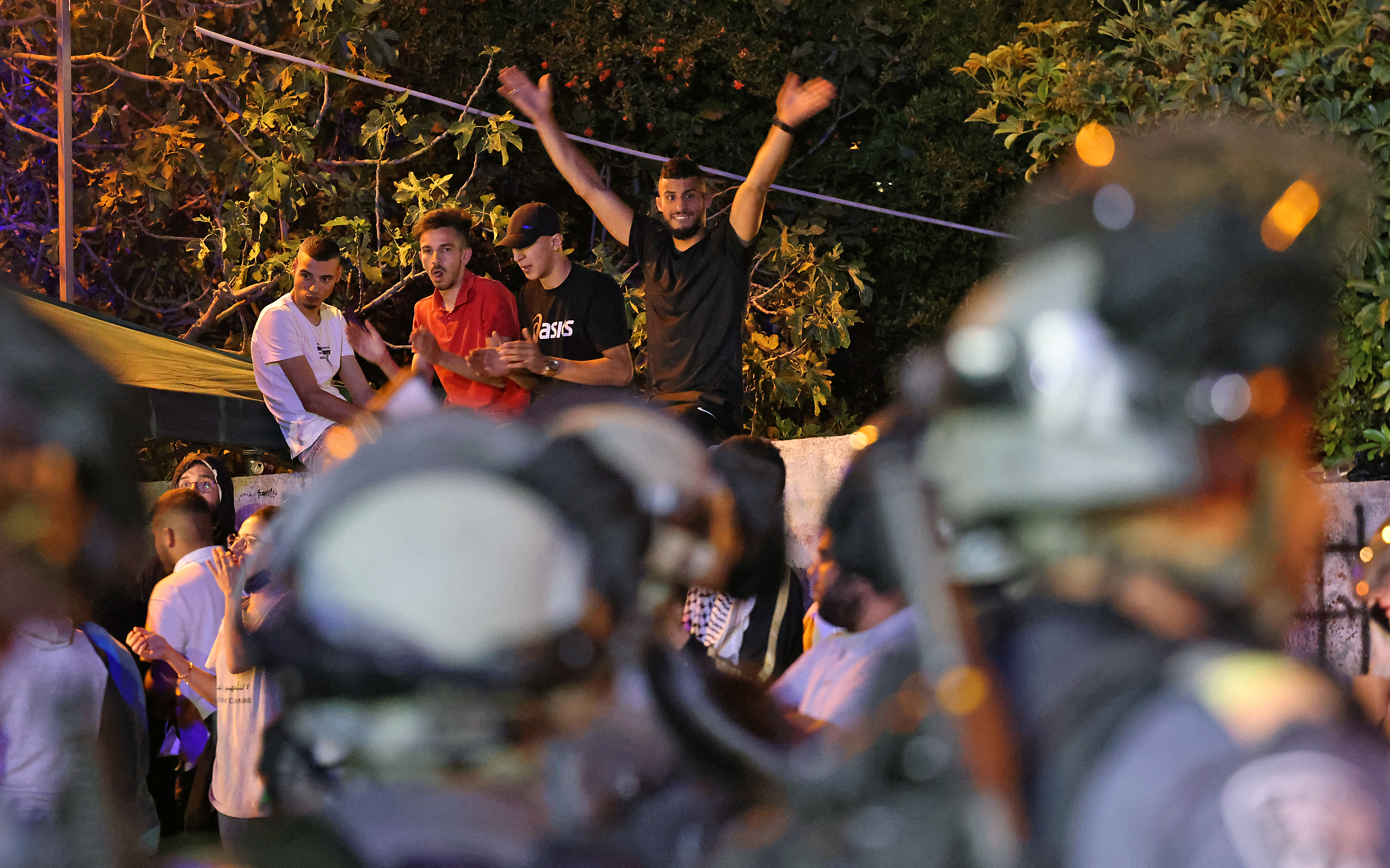 Palestinians demonstrate against a possible eviction of Palestinian families in Sheikh Jarrah