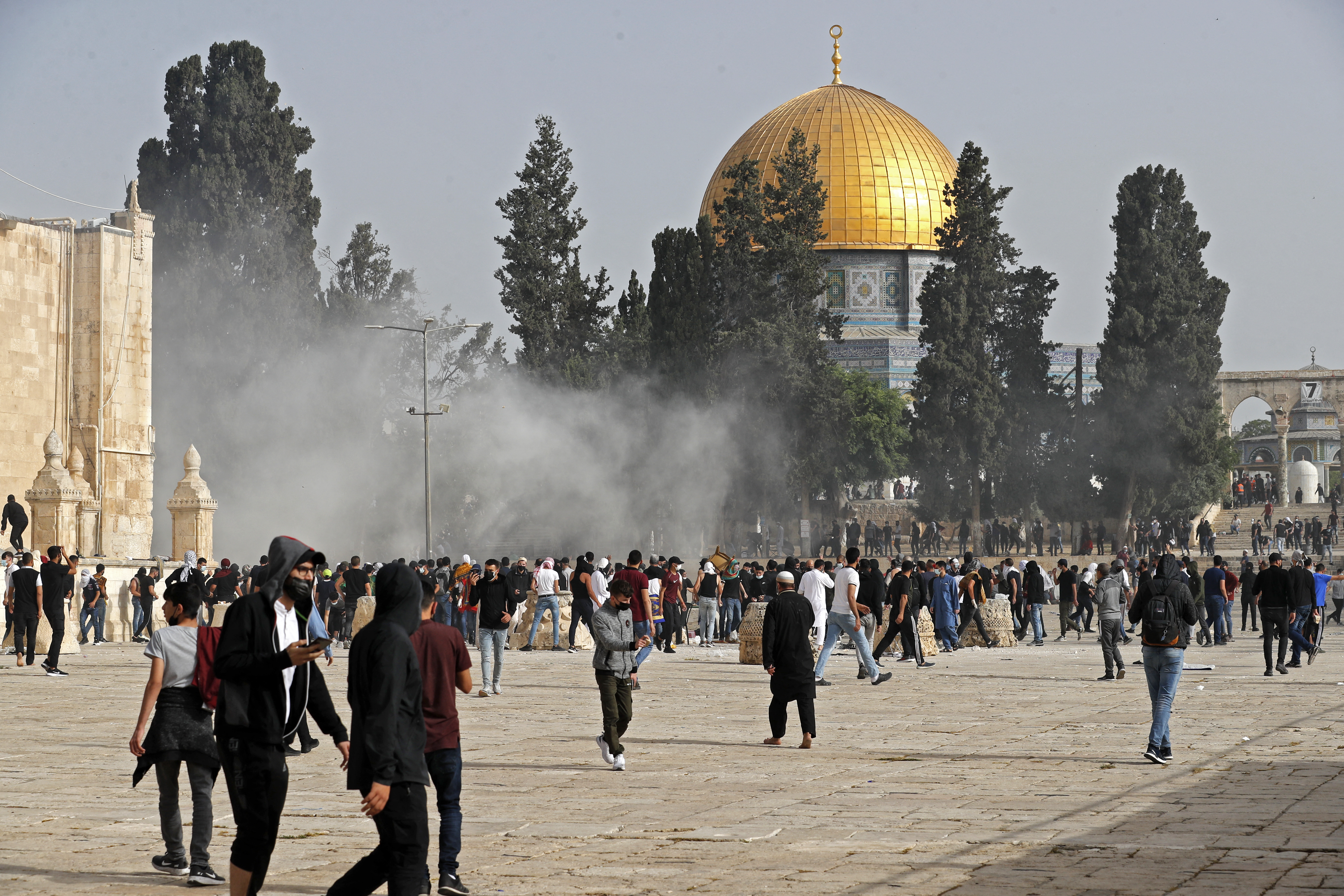 Israeli forces fire tear gas and stun grenades at Jerusalem’s Al Aqsa mosque compound on May 10, 2021