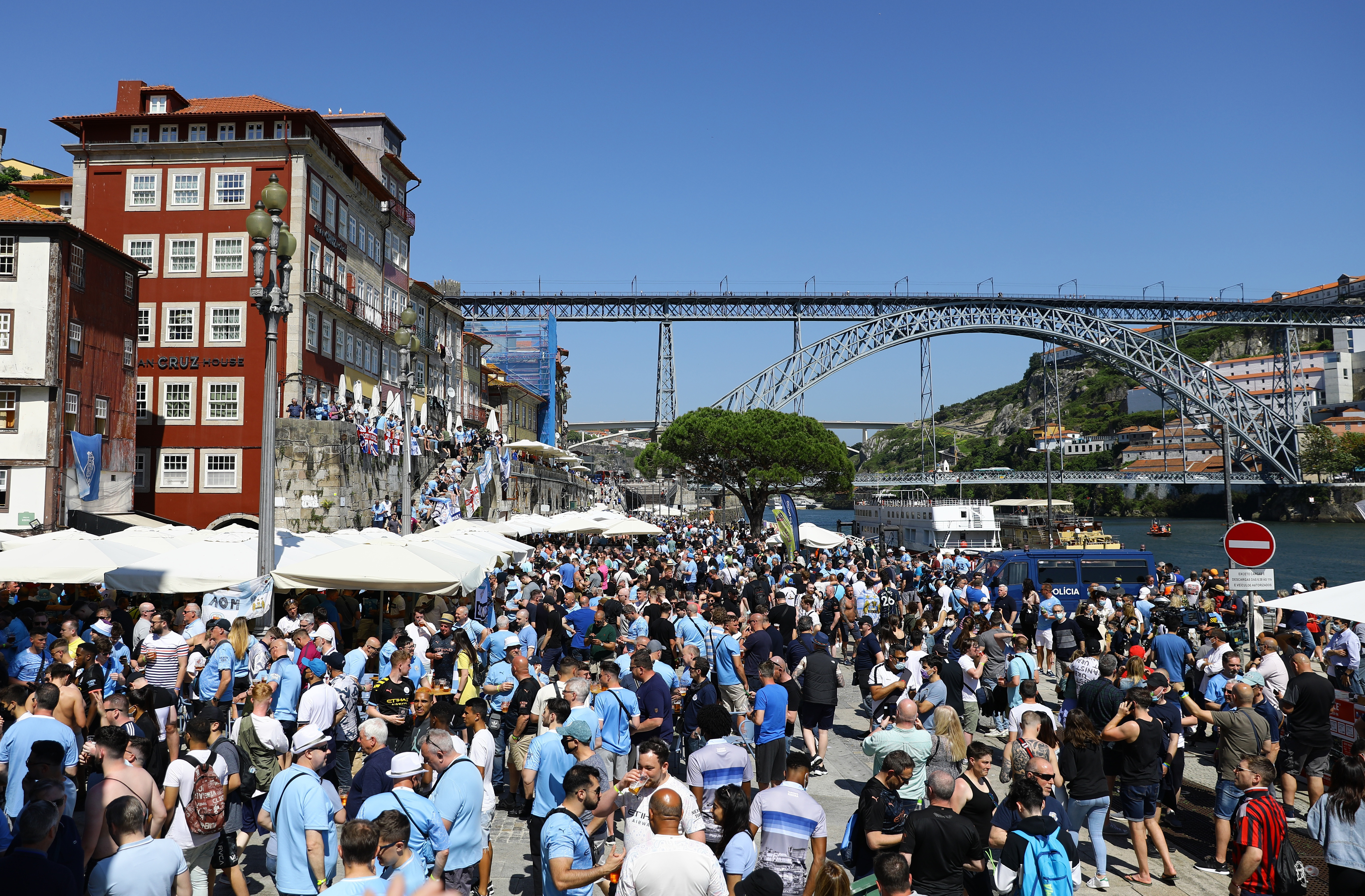 Manchester City fans gather in Porto ahead of the match